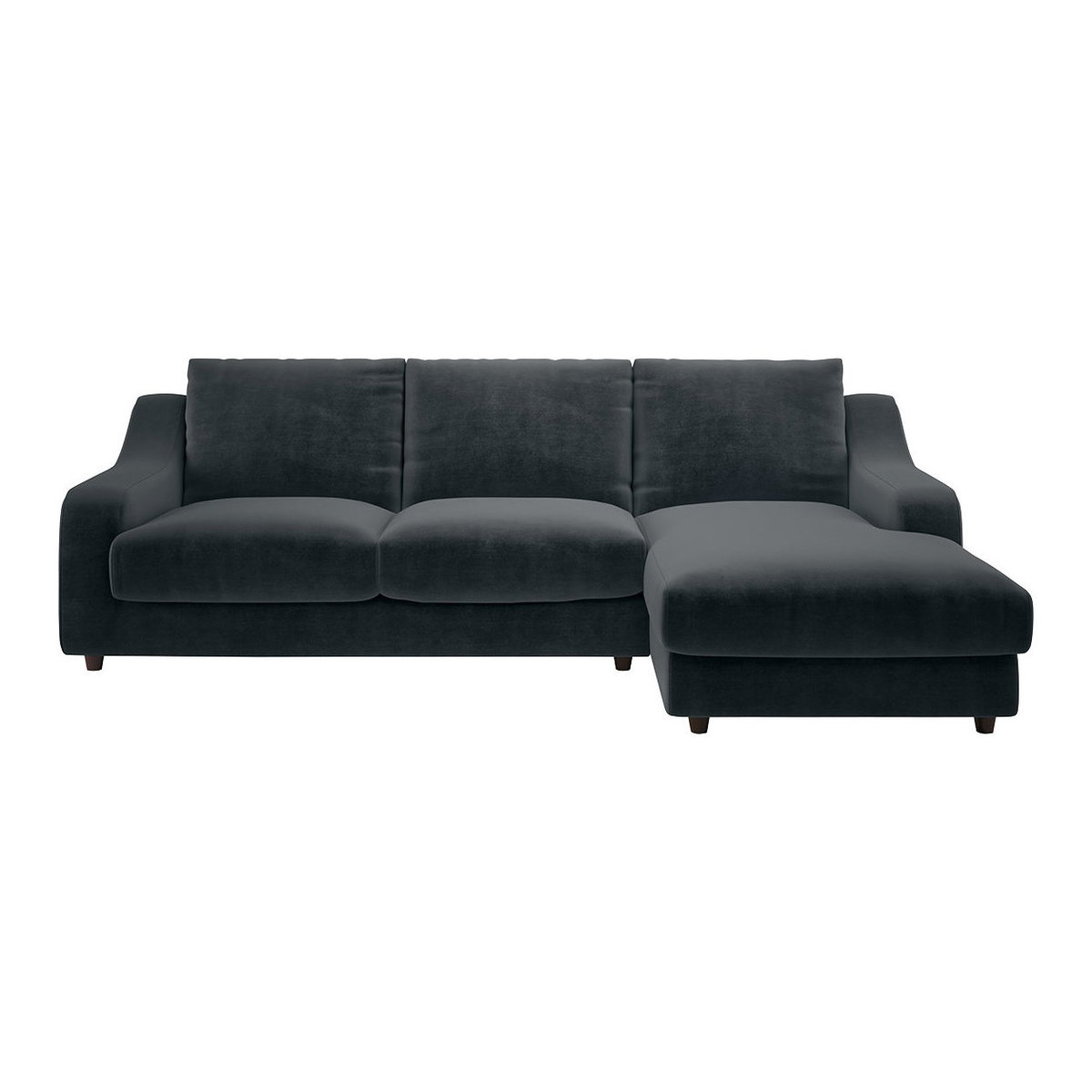 Slope Dark Grey Velvet Right Arm Chaise Sofa, Grey – image 1