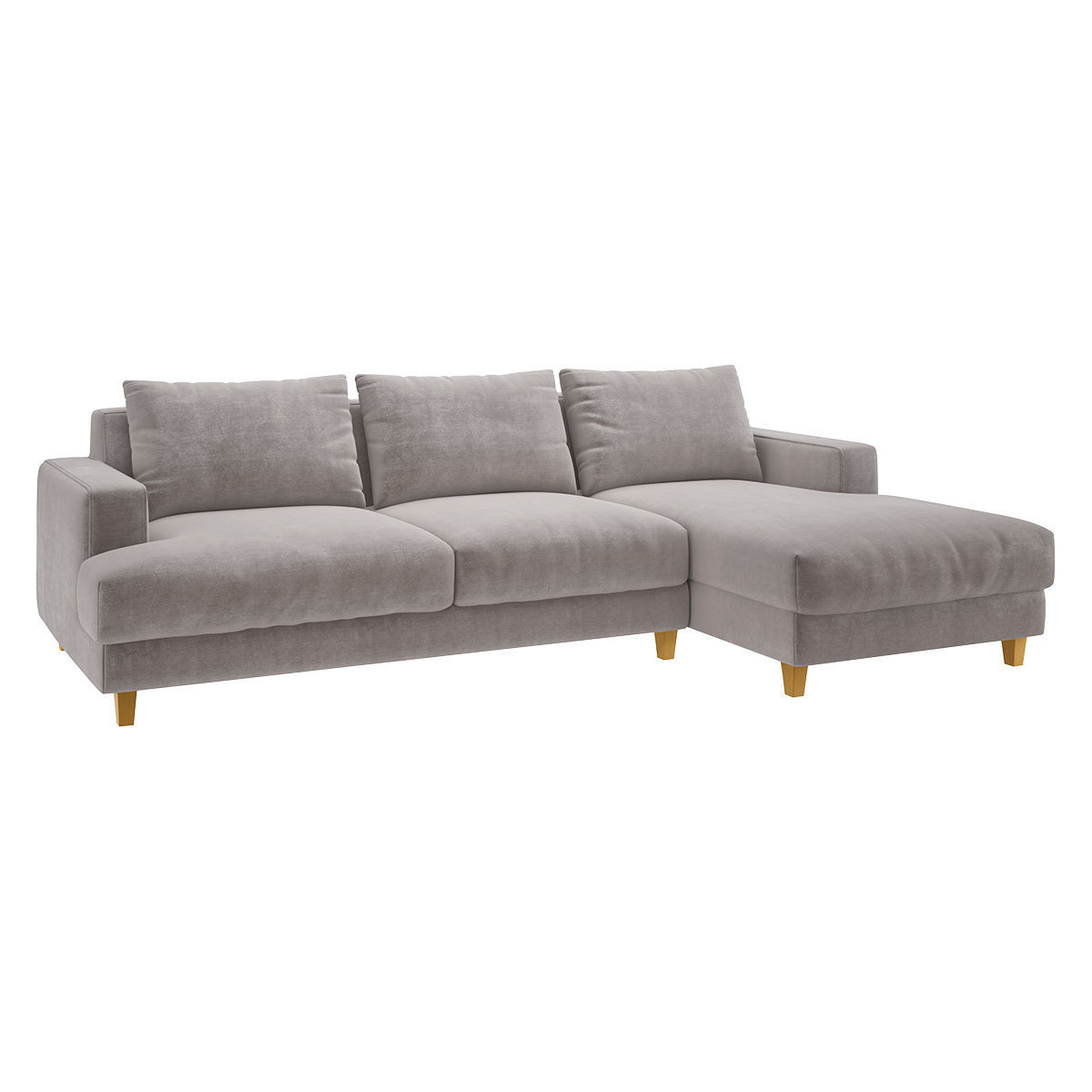 Wiltons Light Grey Velvet Right Hand Chaise Sofa, Grey – image 3