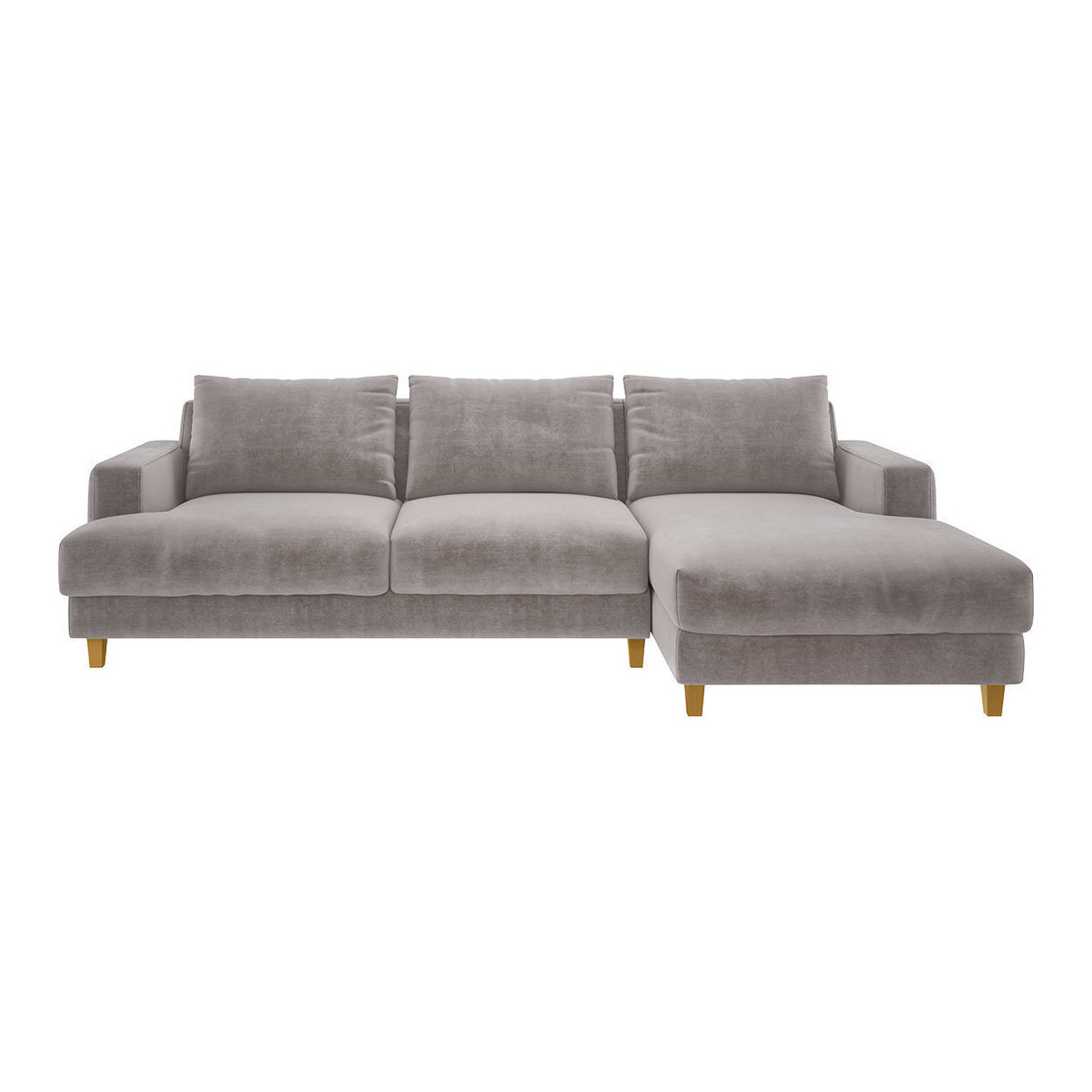 Wiltons Light Grey Velvet Right Hand Chaise Sofa, Grey – image 1