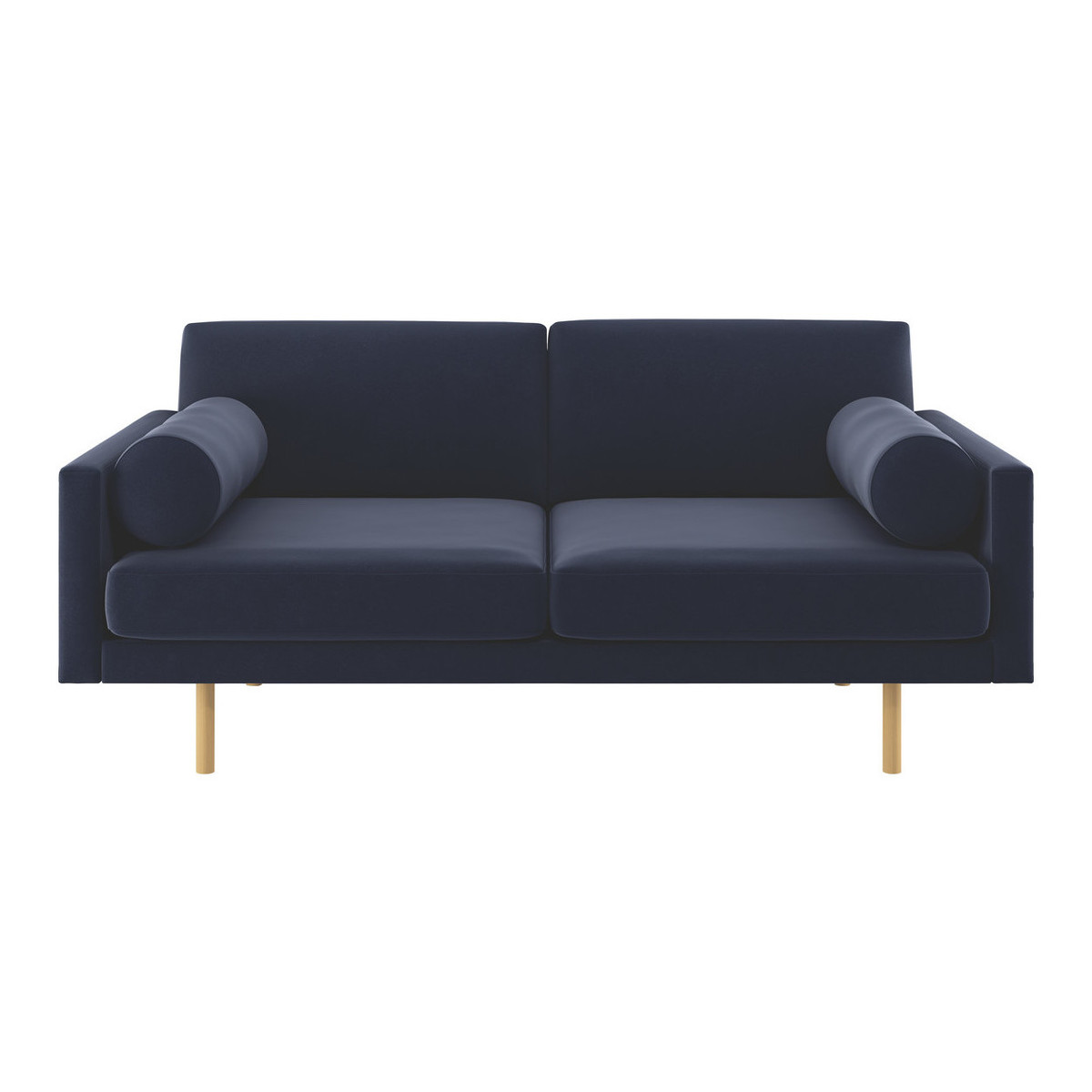 Spencer Navy Blue Velvet 2 Seater Sofa Oak Legs, Dark Blue – image 1