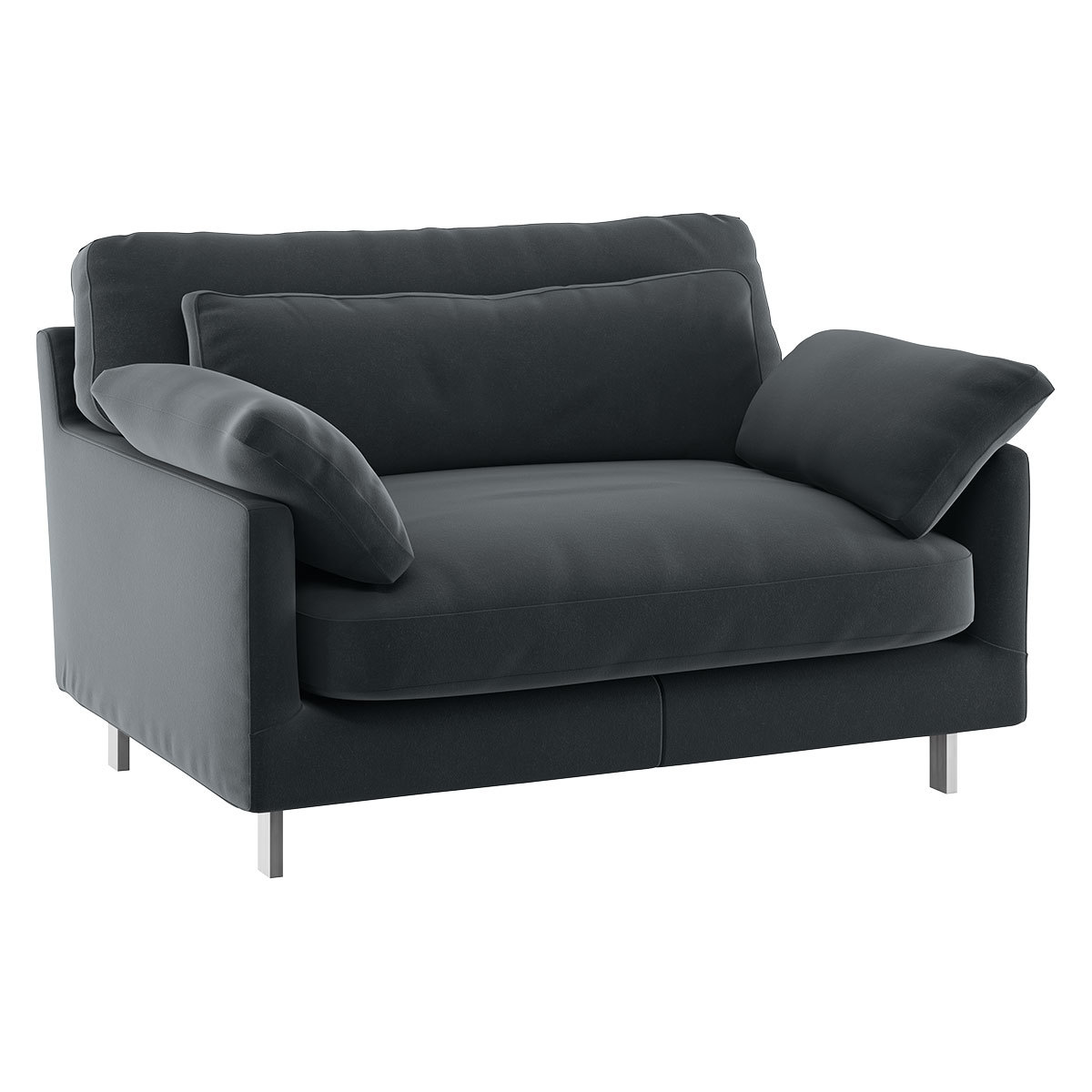 Cuscino Dark Grey Velvet Compact Sofa, Grey – image 3