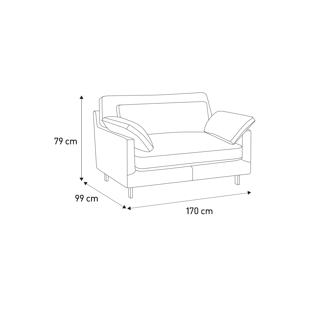 Cuscino Dark Grey Velvet Compact Sofa, Grey – image 7