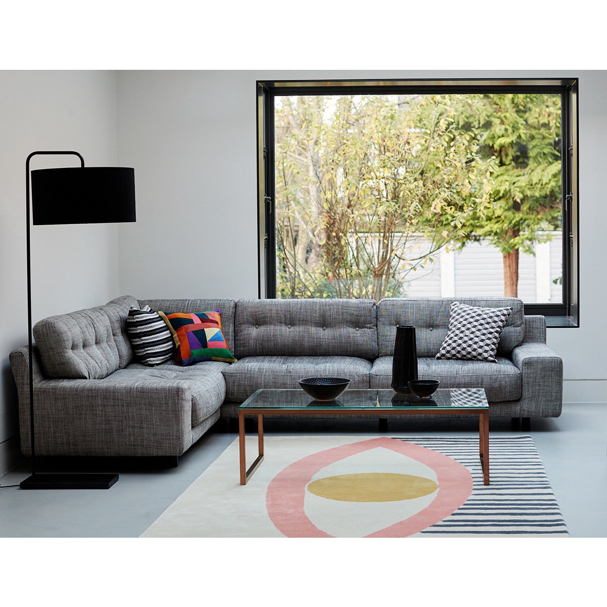 Hendricks Dark Blue Velvet FaBric Small Left-Hand Corner Sofa, Dark Blue – image 3