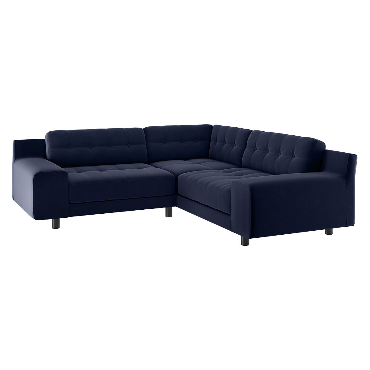 Hendricks Dark Blue Velvet FaBric Small Left-Hand Corner Sofa, Dark Blue – image 4