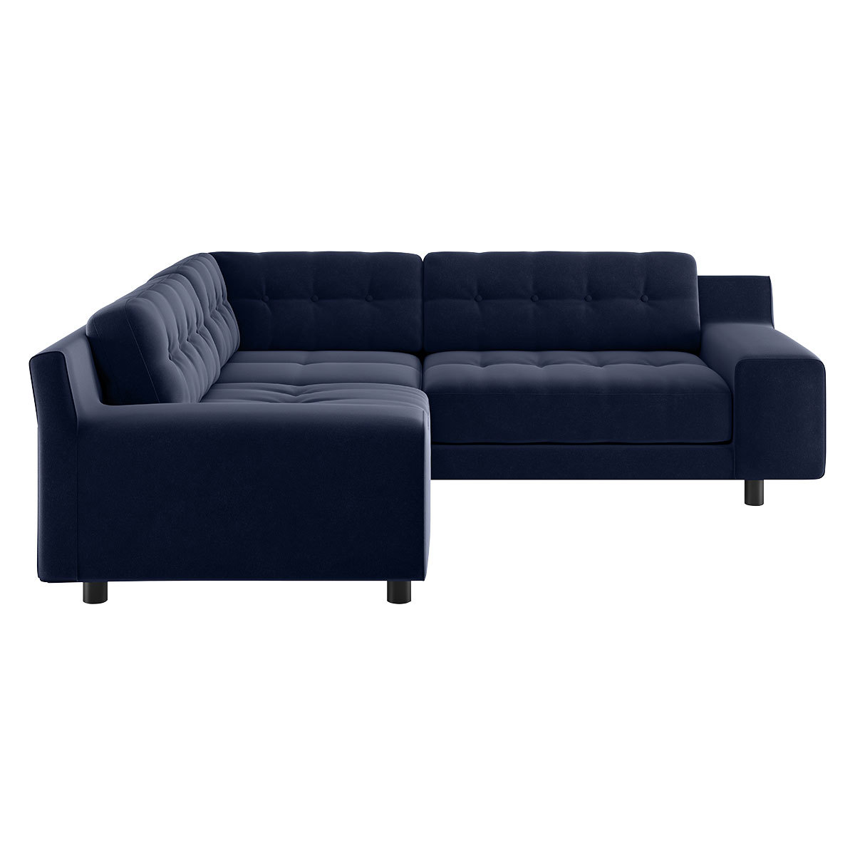 Hendricks Dark Blue Velvet FaBric Small Left-Hand Corner Sofa, Dark Blue – image 5