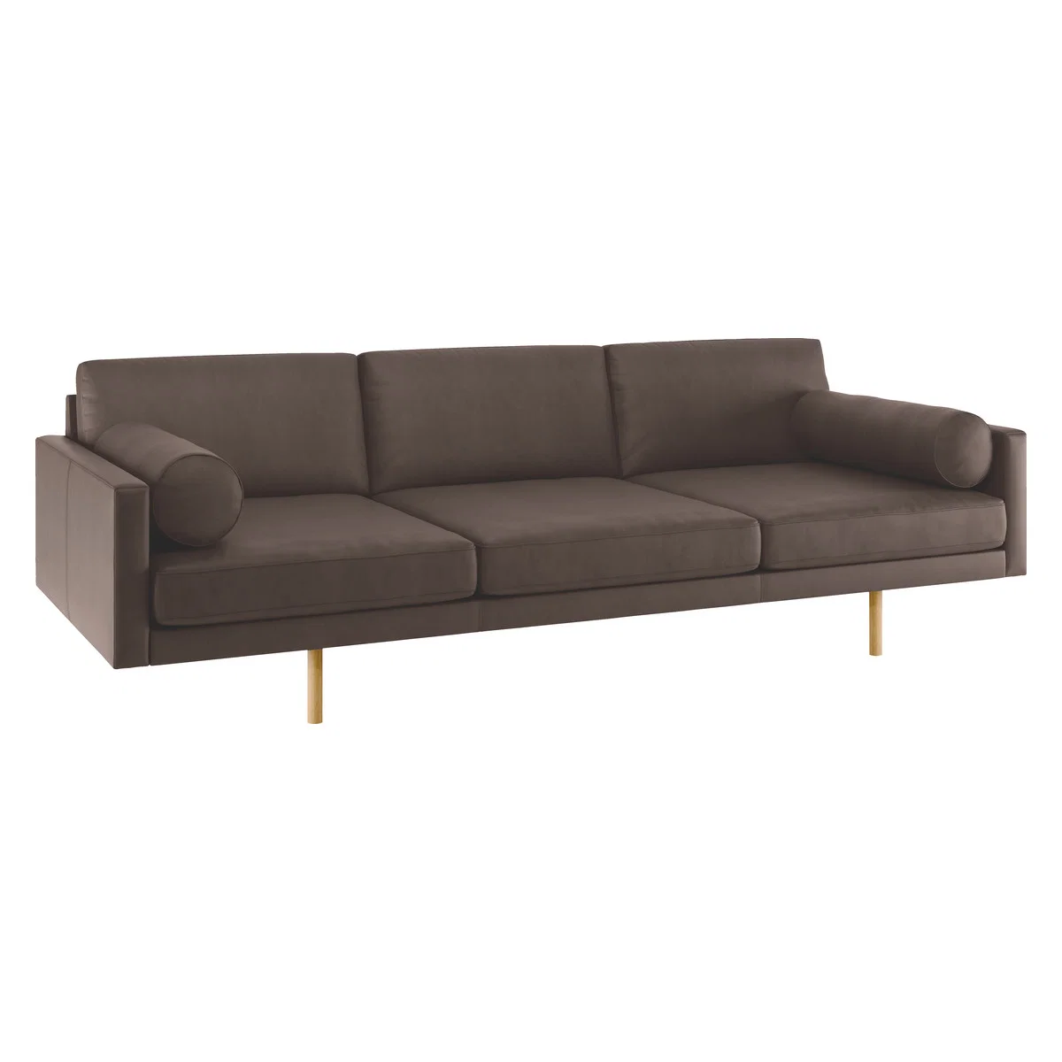 Spencer Chocolate Brown Luxury Leather 4 Seater Sofa, Oak Legs, Dark Brown – image 3
