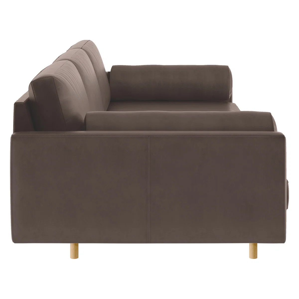 Spencer Chocolate Brown Luxury Leather 4 Seater Sofa, Oak Legs, Dark Brown – image 4