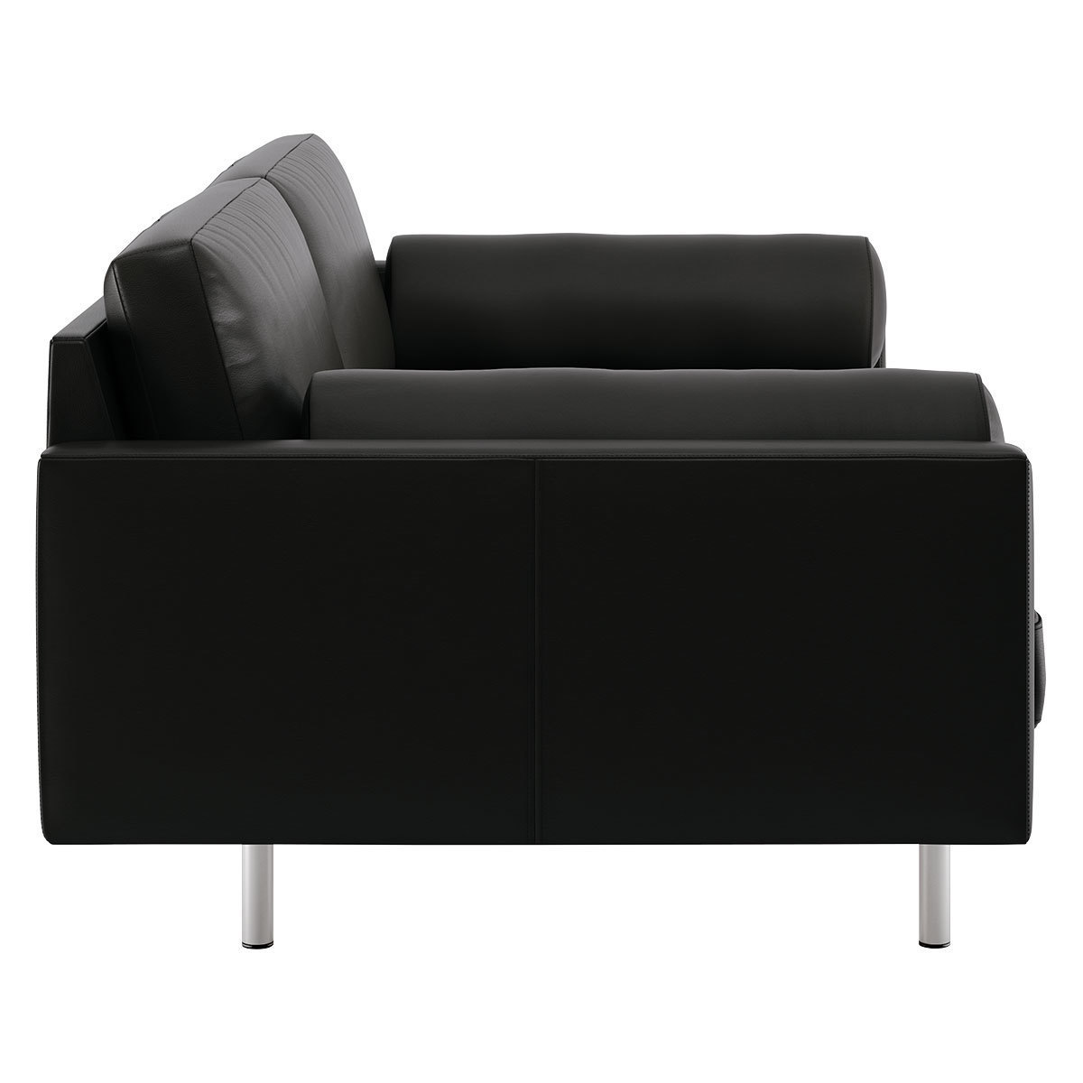 Spencer Black Leather 3 Seater Sofa, Metal Legs, Black – image 11