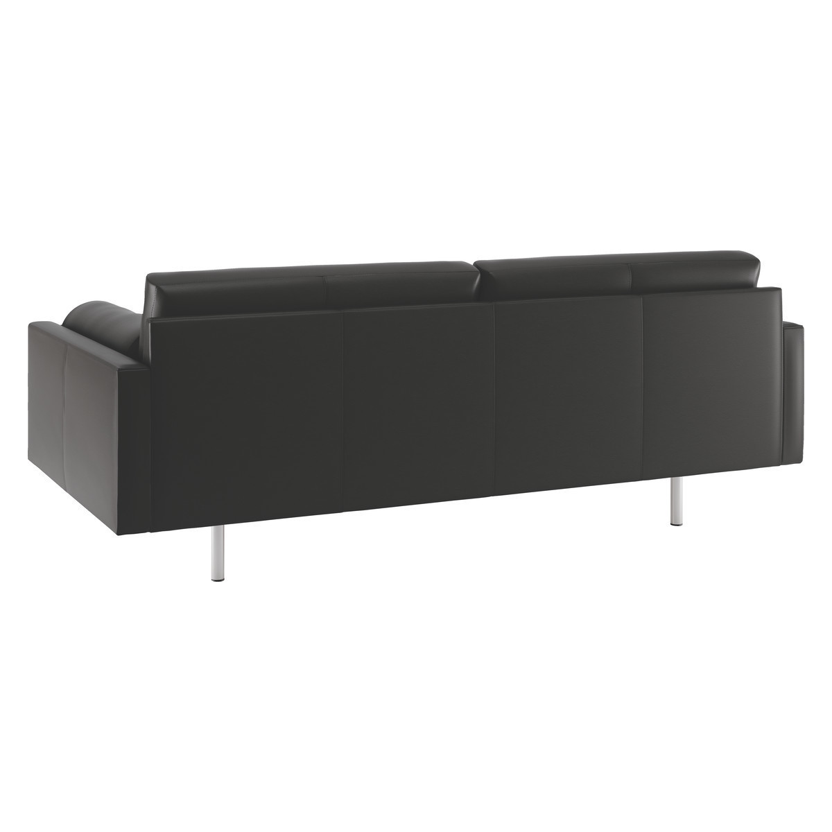Spencer Black Leather 3 Seater Sofa, Metal Legs, Black – image 12