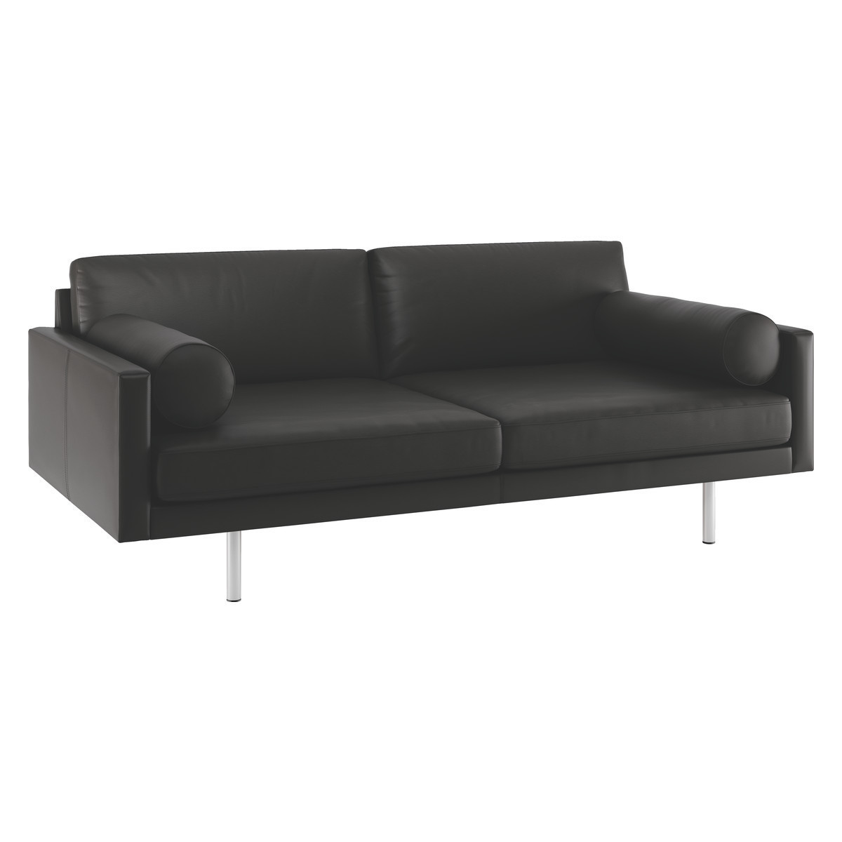 Spencer Black Leather 3 Seater Sofa, Metal Legs, Black – image 4