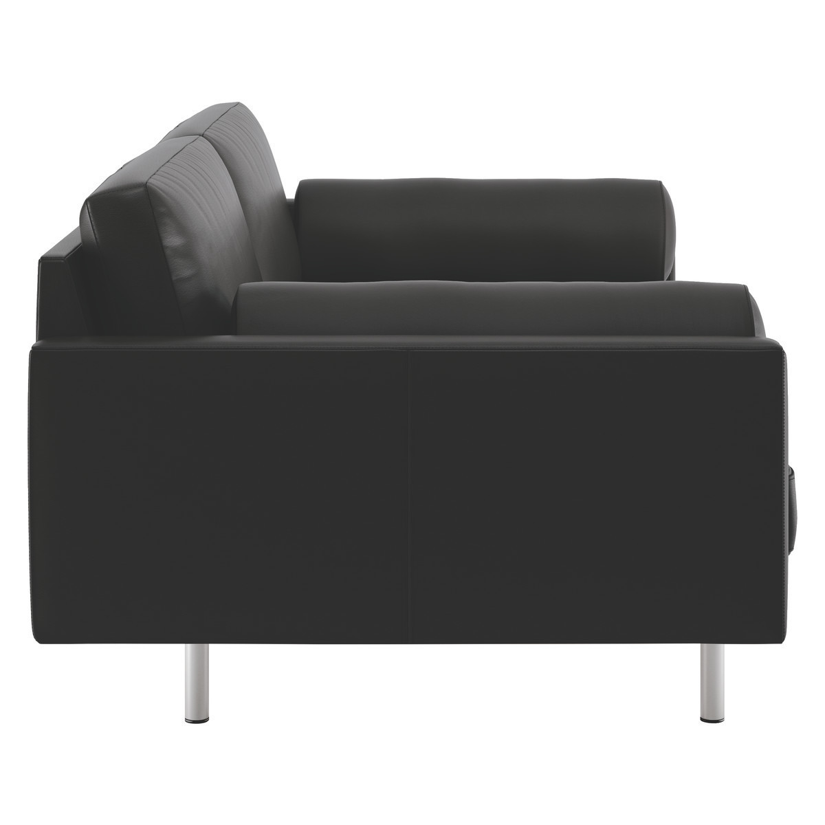 Spencer Black Leather 3 Seater Sofa, Metal Legs, Black – image 5