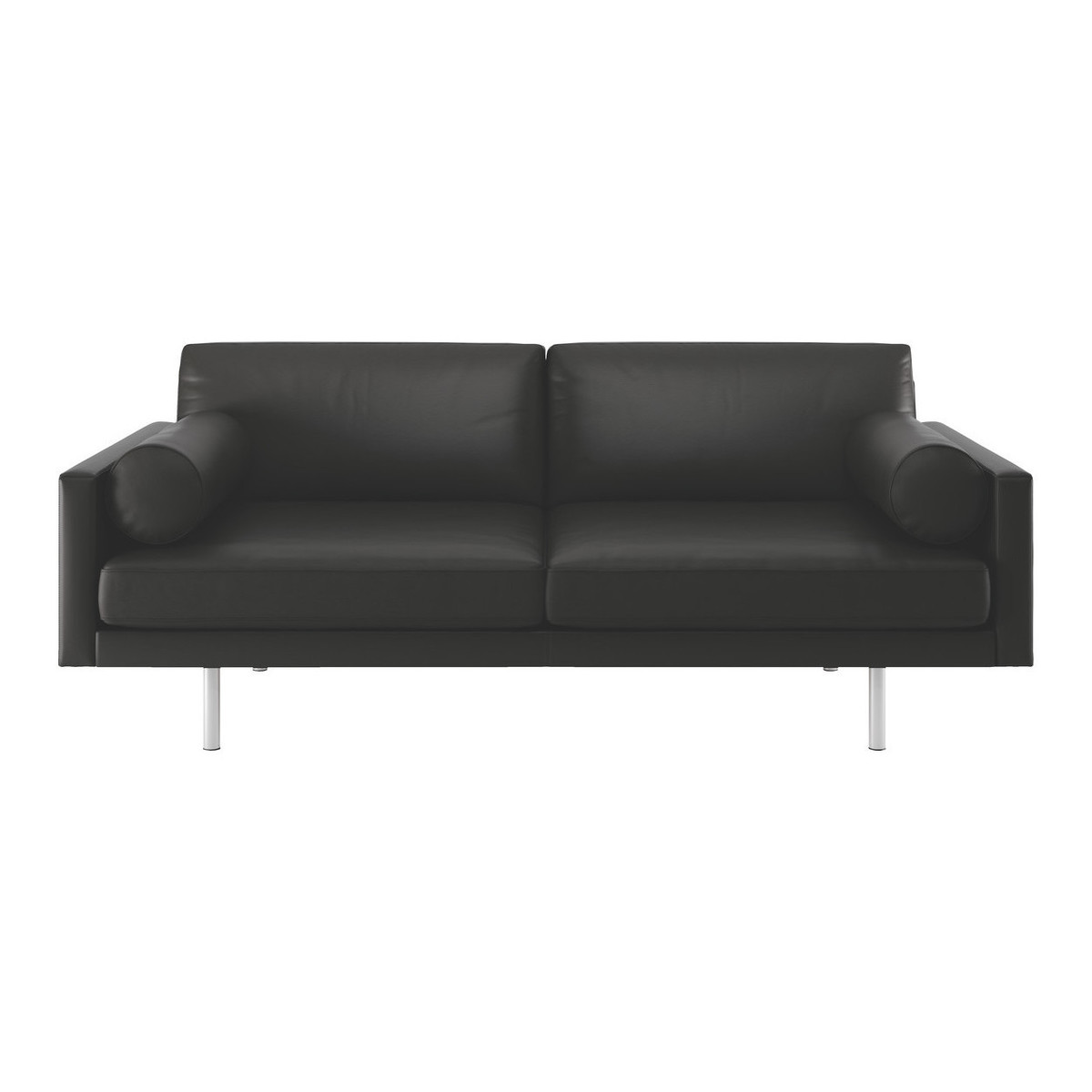 Spencer Black Leather 3 Seater Sofa, Metal Legs, Black – image 1