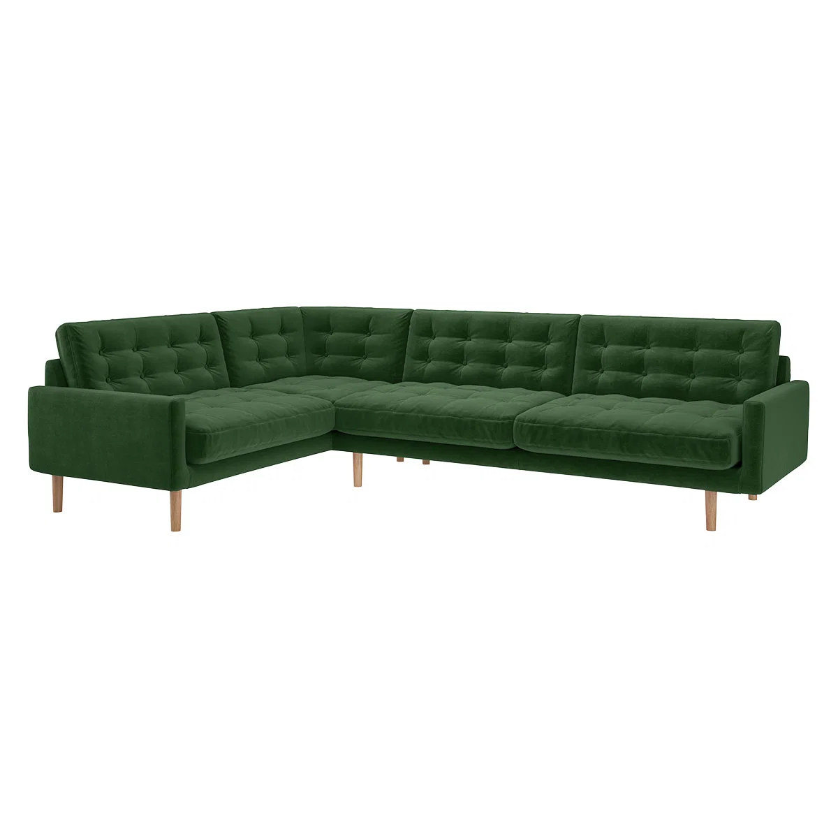 Fenner Moss Green Velvet Right-Hand 4 Seater Corner Sofa, Moss Green – image 3