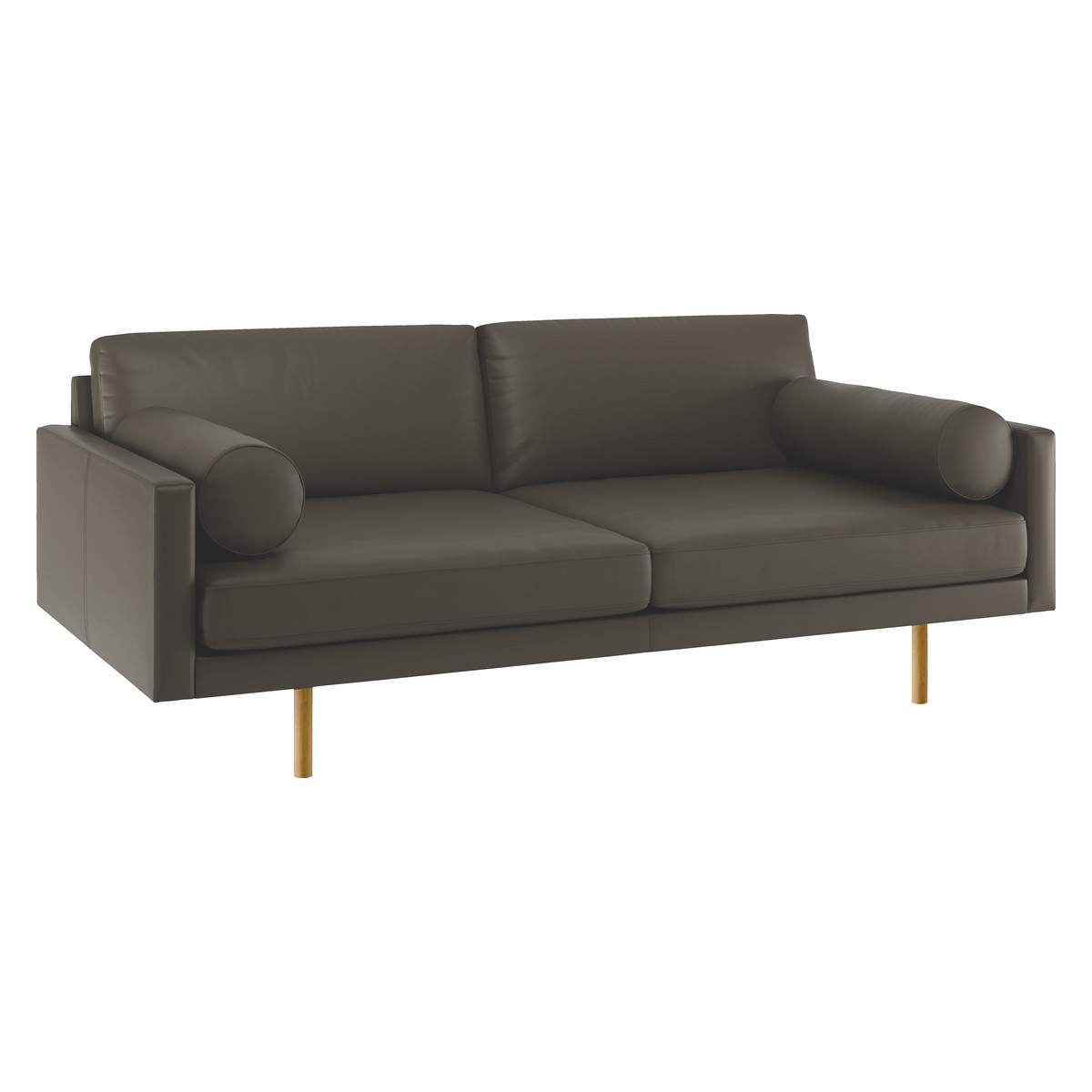 Spencer Grey Leather 3 Seater Sofa, Oak Legs, Grey – image 3