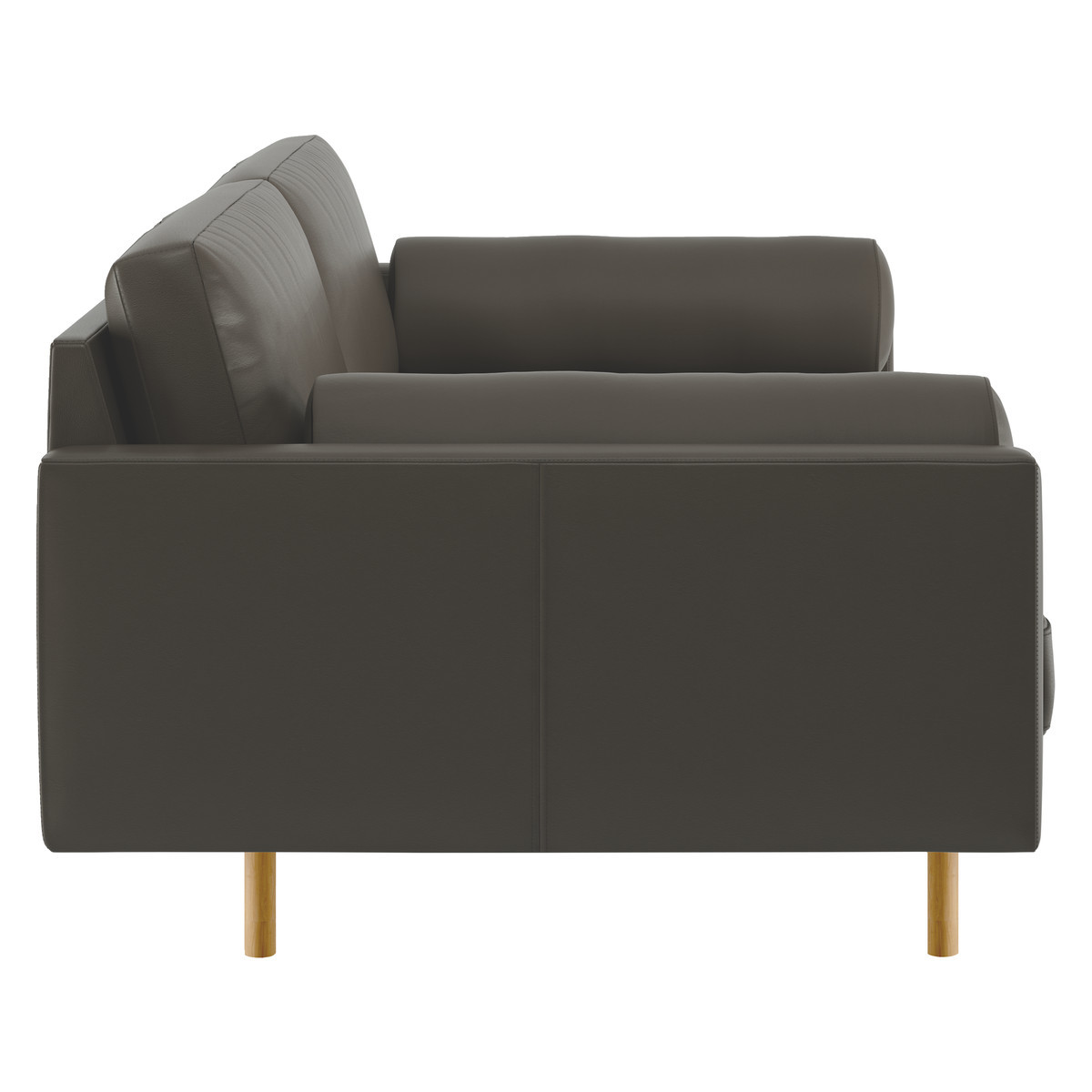 Spencer Grey Leather 3 Seater Sofa, Oak Legs, Grey – image 4
