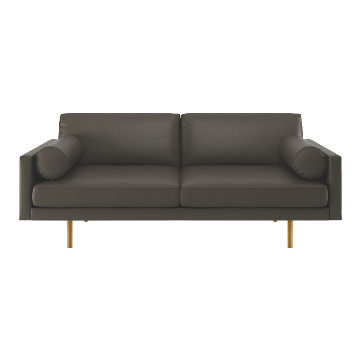 Spencer Grey Leather 3 Seater Sofa, Oak Legs, Grey – image 1