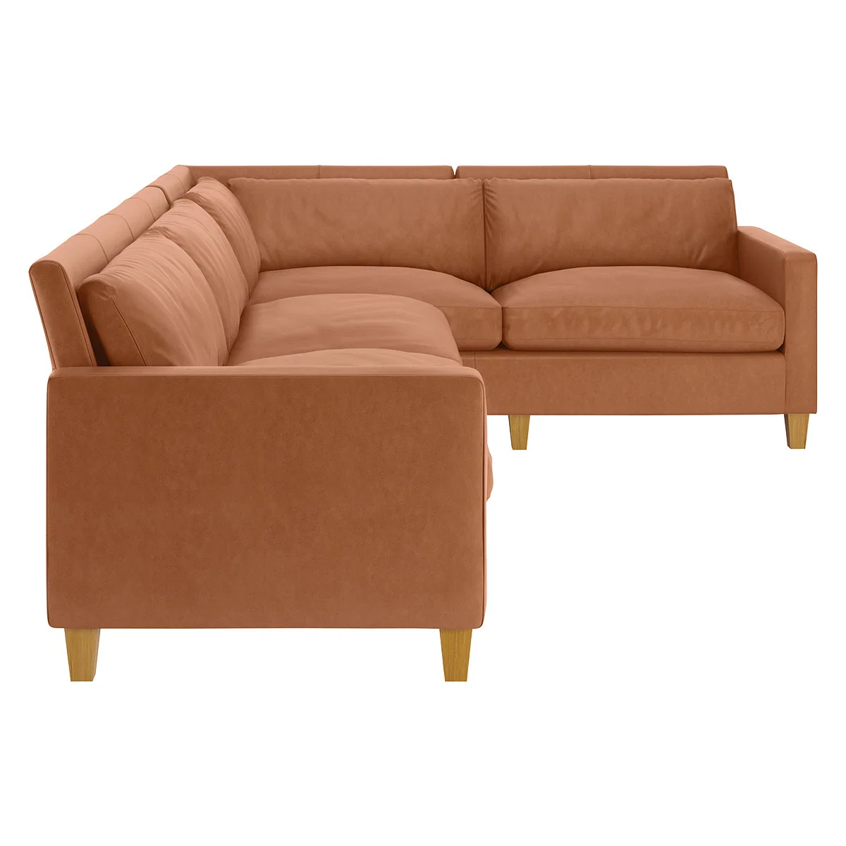 Chester Tan Luxury Leather Left-Arm Corner Sofa, Oak Feet, Tan – image 3