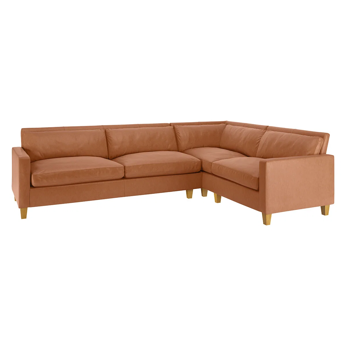Chester Tan Luxury Leather Left-Arm Corner Sofa, Oak Feet, Tan – image 4