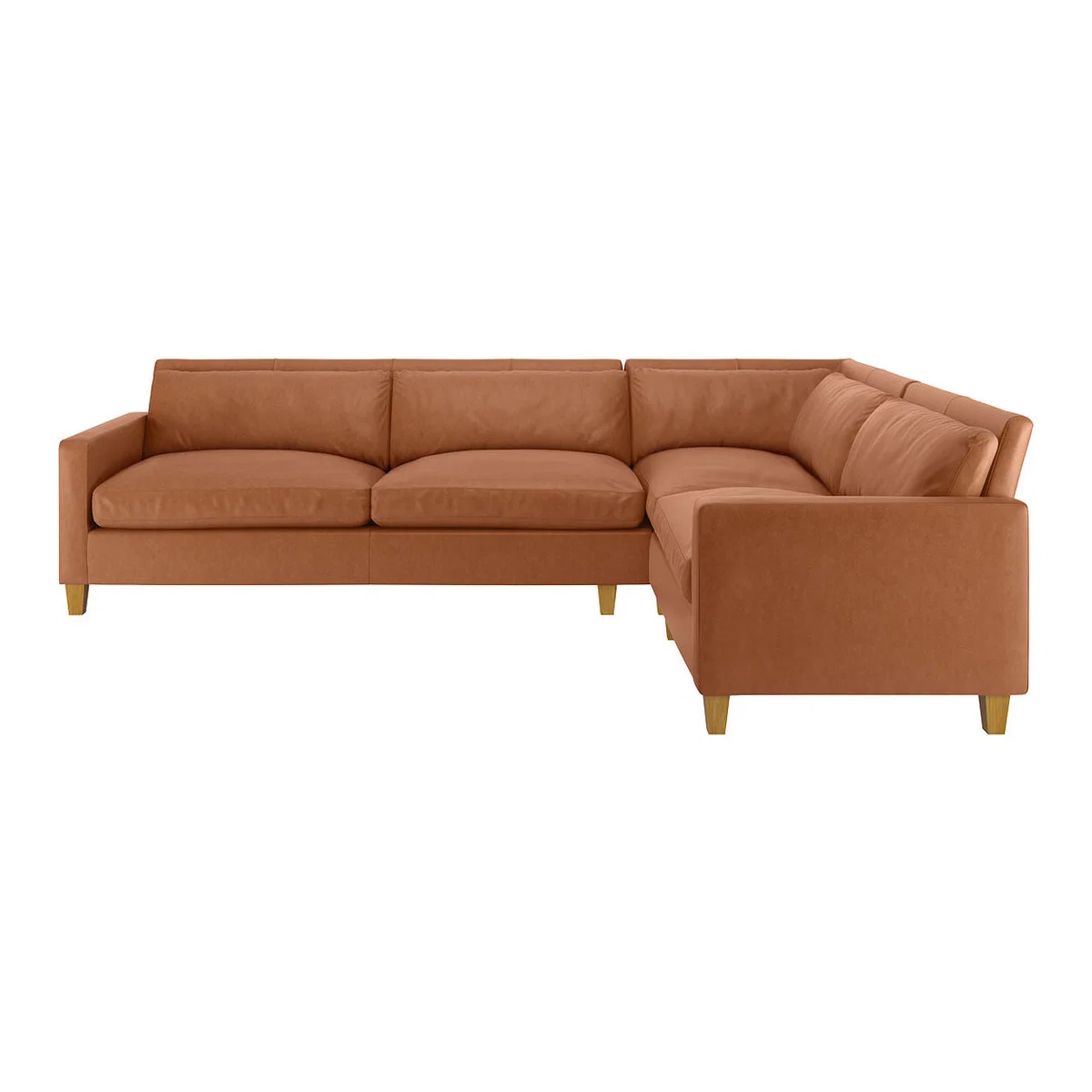Chester Tan Luxury Leather Left-Arm Corner Sofa, Oak Feet, Tan – image 1