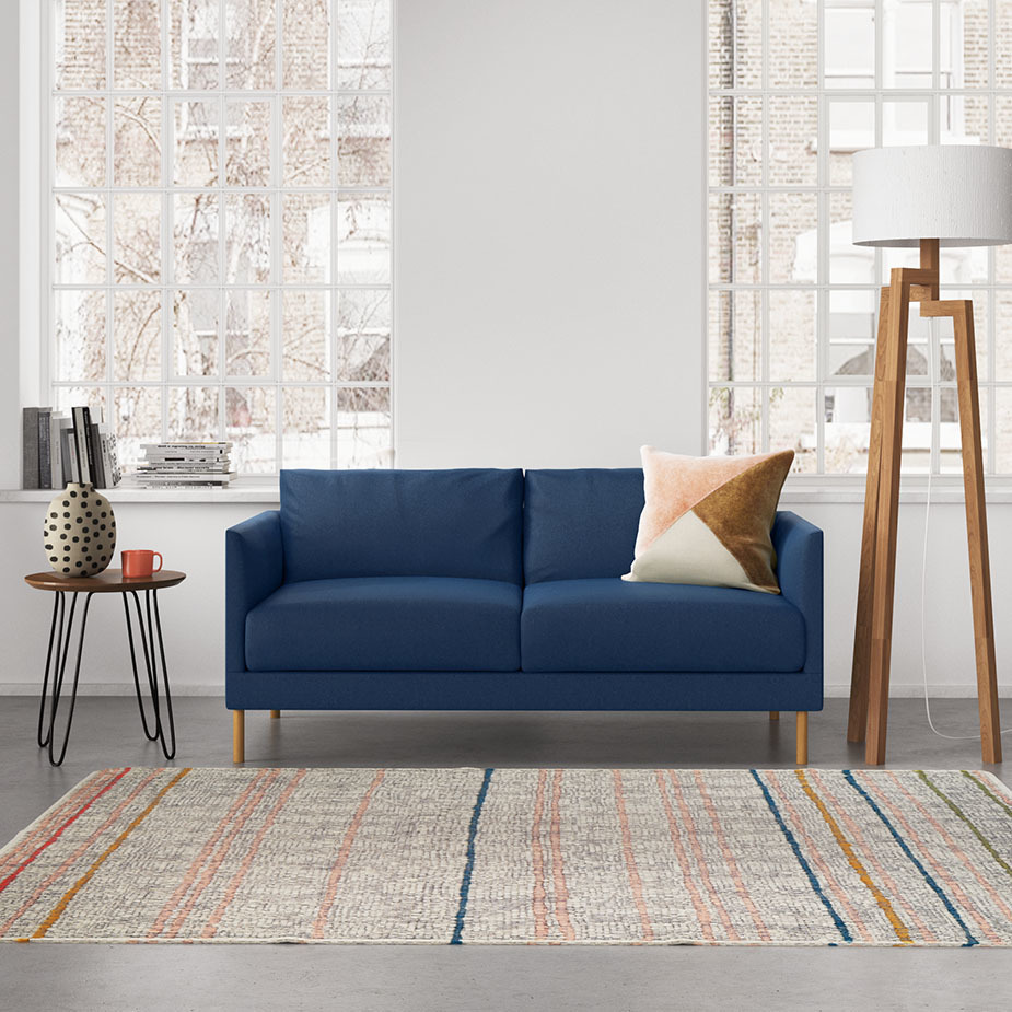 Hyde Natural Textured Woven FaBric 2 Seater Sofa, Metal Leg, Natural – image 2