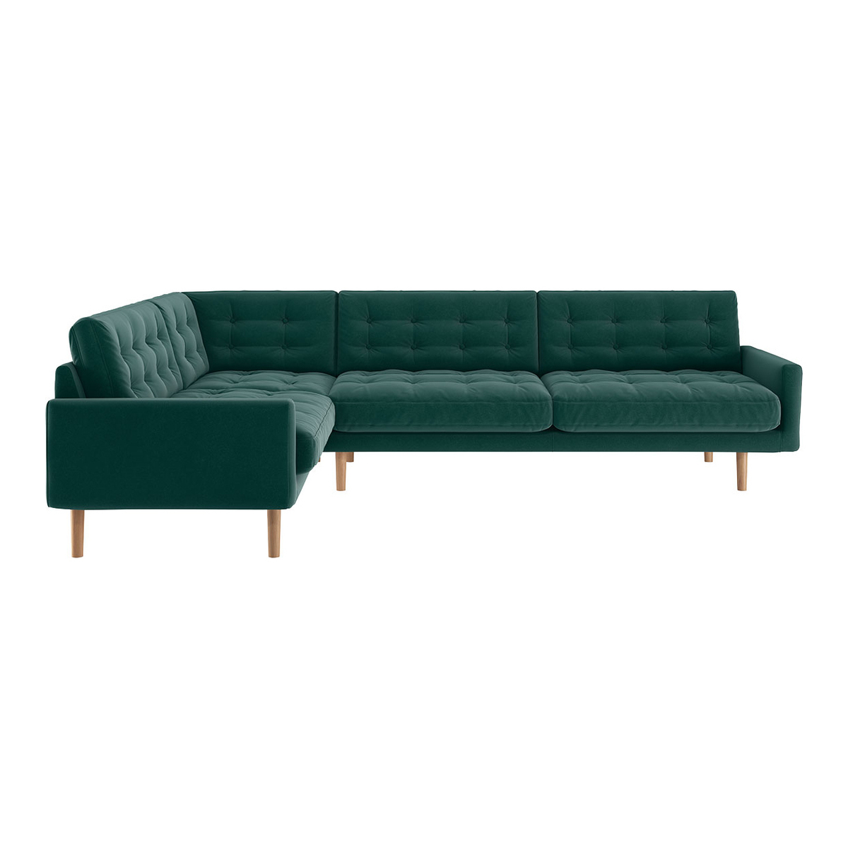 Fenner Emerald Green Velvet Right-Hand 4 Seater Corner Sofa, Green – image 1