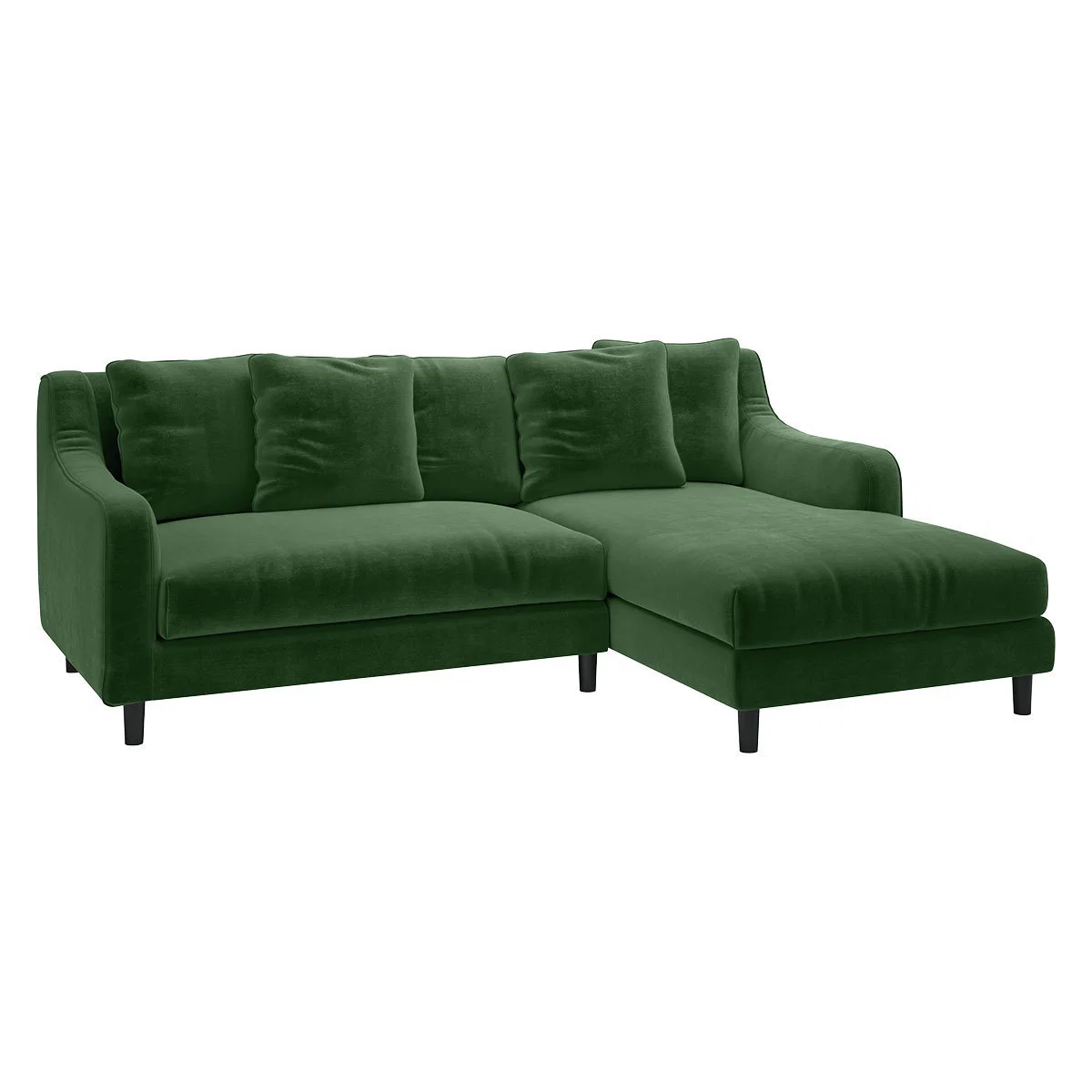 Swift Green Velvet Right Hand Chaise Sofa, Moss Green – image 3