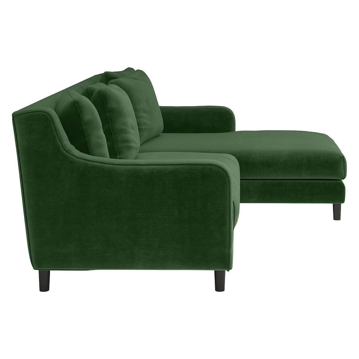 Swift Green Velvet Right Hand Chaise Sofa, Moss Green – image 4