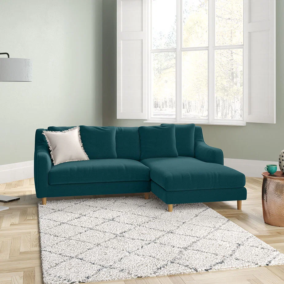 Swift Green Velvet Right Hand Chaise Sofa, Moss Green – image 8