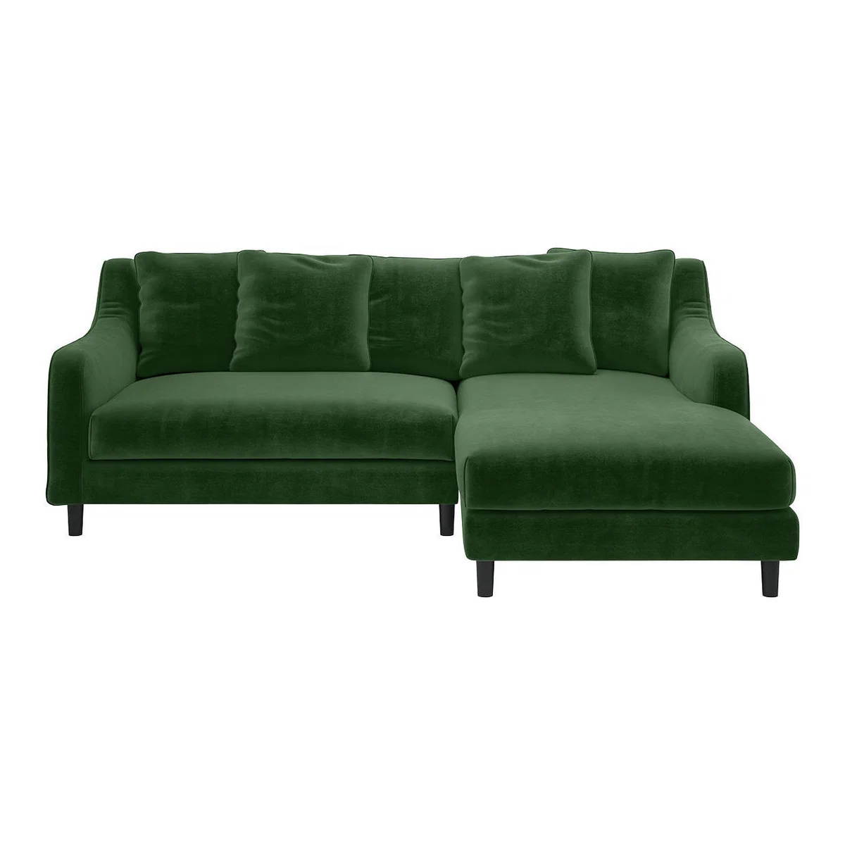 Swift Green Velvet Right Hand Chaise Sofa, Moss Green – image 1