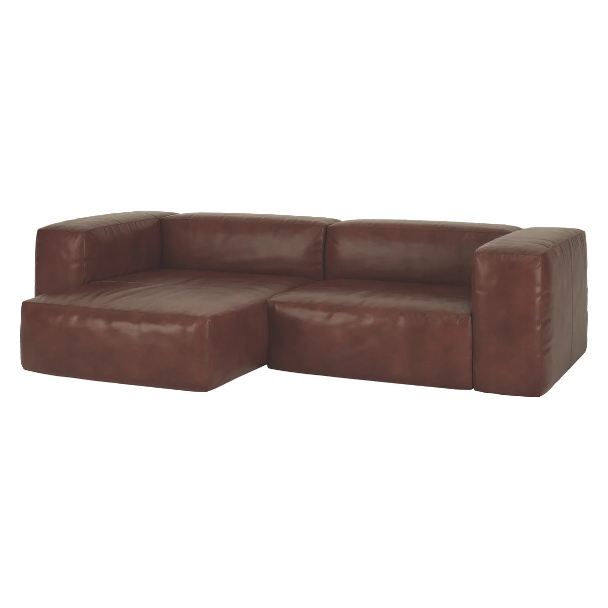Opollo Tan Leather Small Left Arm Chaise Sofa Group, Tan – image 3