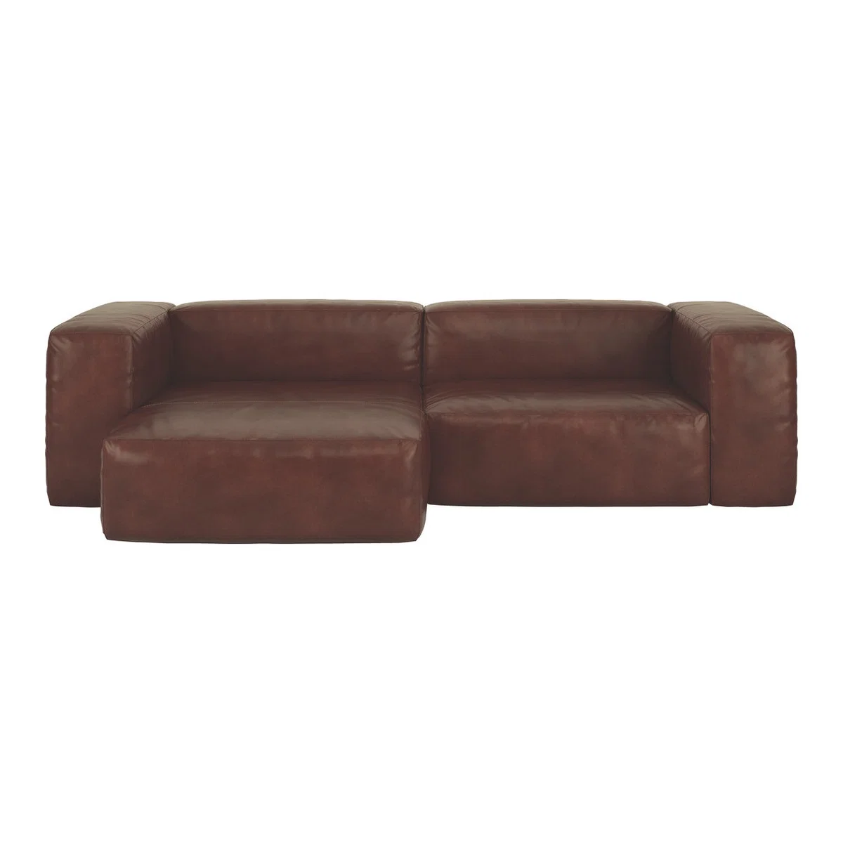 Opollo Tan Leather Small Left Arm Chaise Sofa Group, Tan – image 1