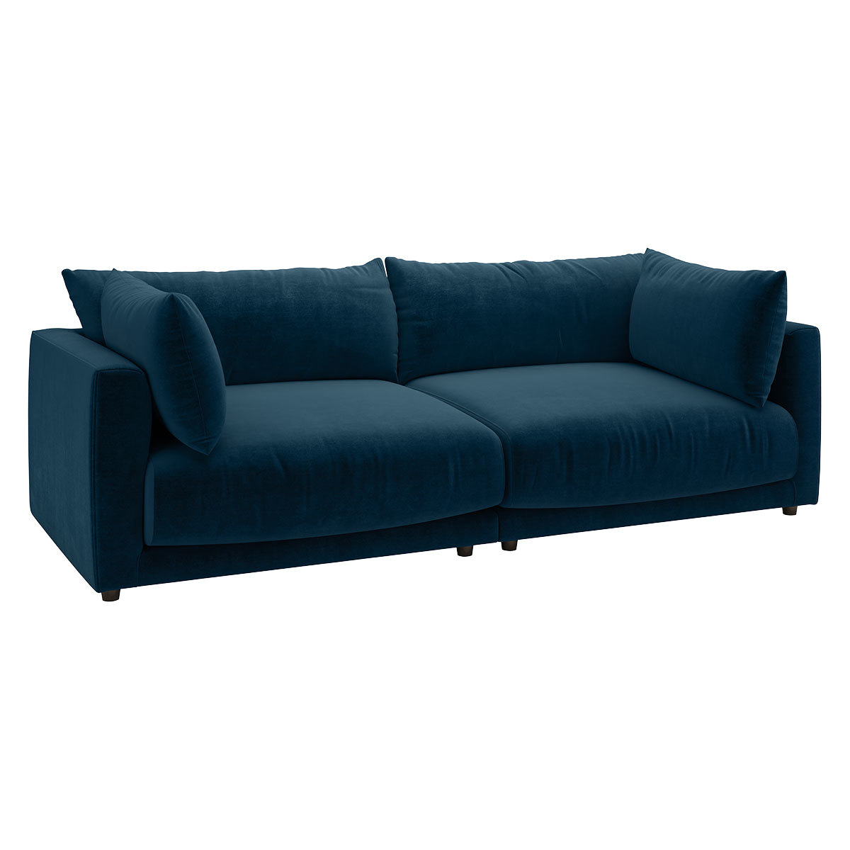 Clemence Ink Blue Velvet 4 Seat Sofa, Blue – image 3