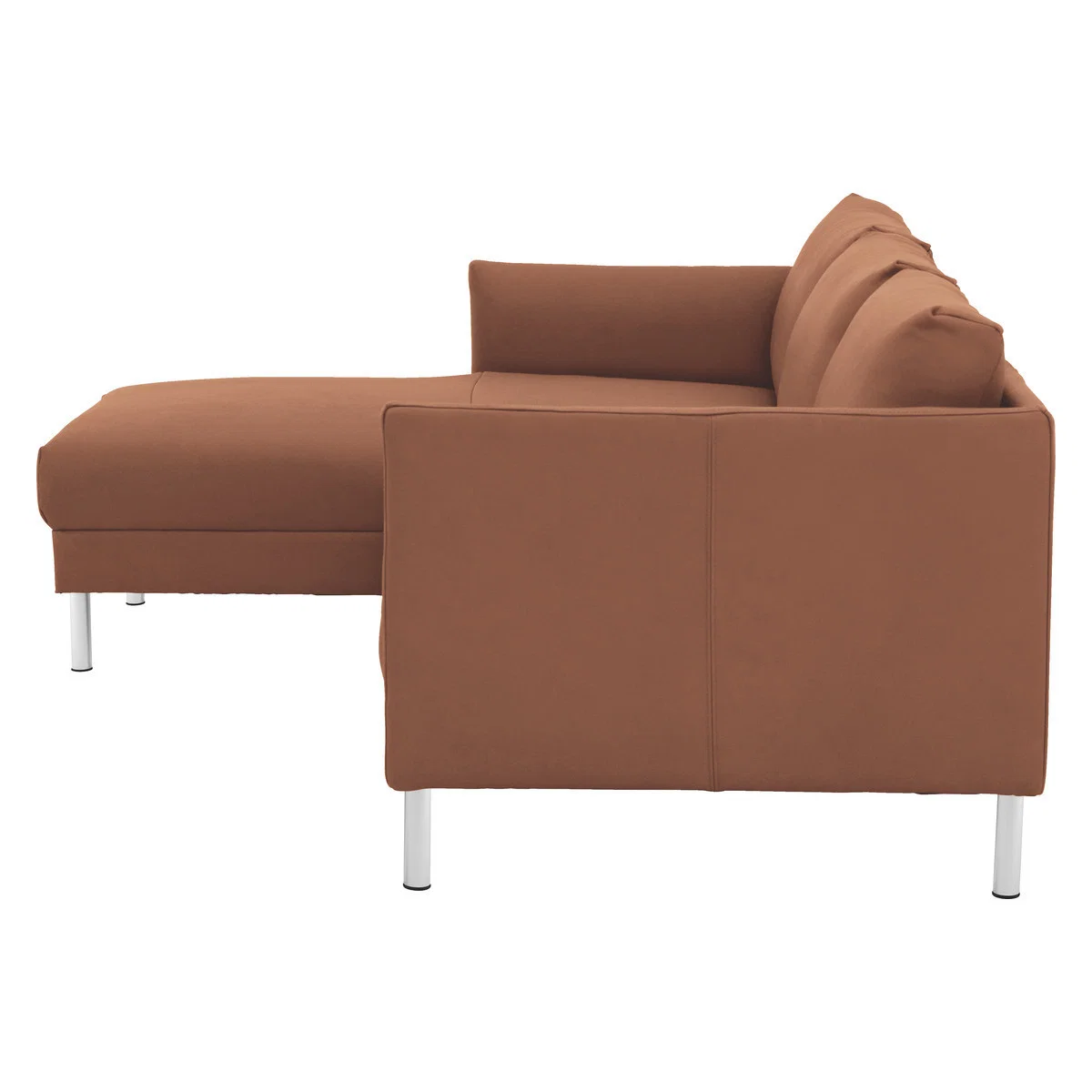 Hyde Tan Premium Leather Left-Arm Chaise Sofa, Metal Leg, Tan – image 4