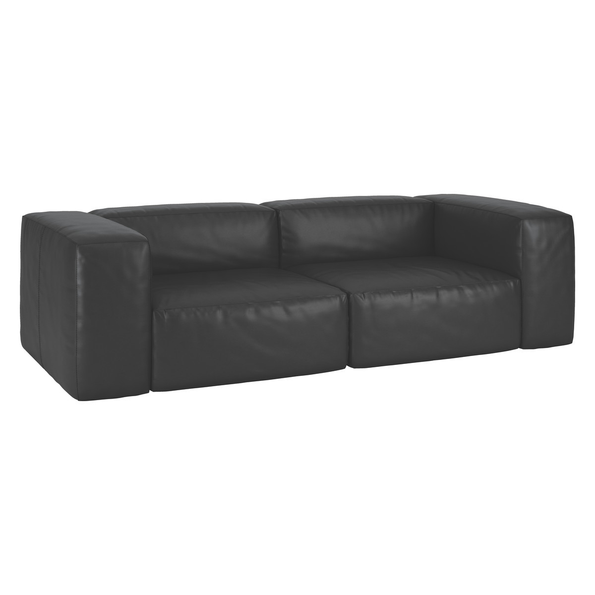 Opollo Black Leather 4 Seater Sofa, Black – image 3