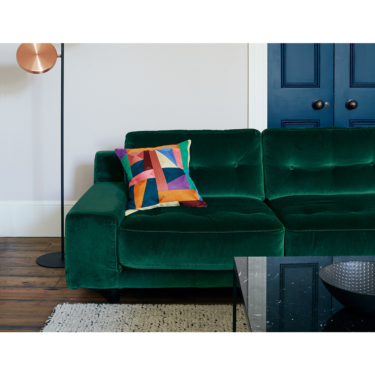 Hendricks Teal Green Tweed Wool Mix 3 Seater Sofa, Green – image 6