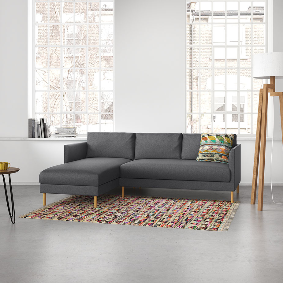 Hyde Charcoal Grey FaBric Left-Arm Chaise Sofa, Wooden Legs, Charcoal – image 6