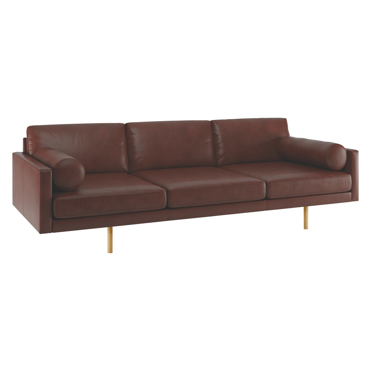 Spencer Tan Leather 4 Seater Sofa, Oak Legs, Tan – image 3