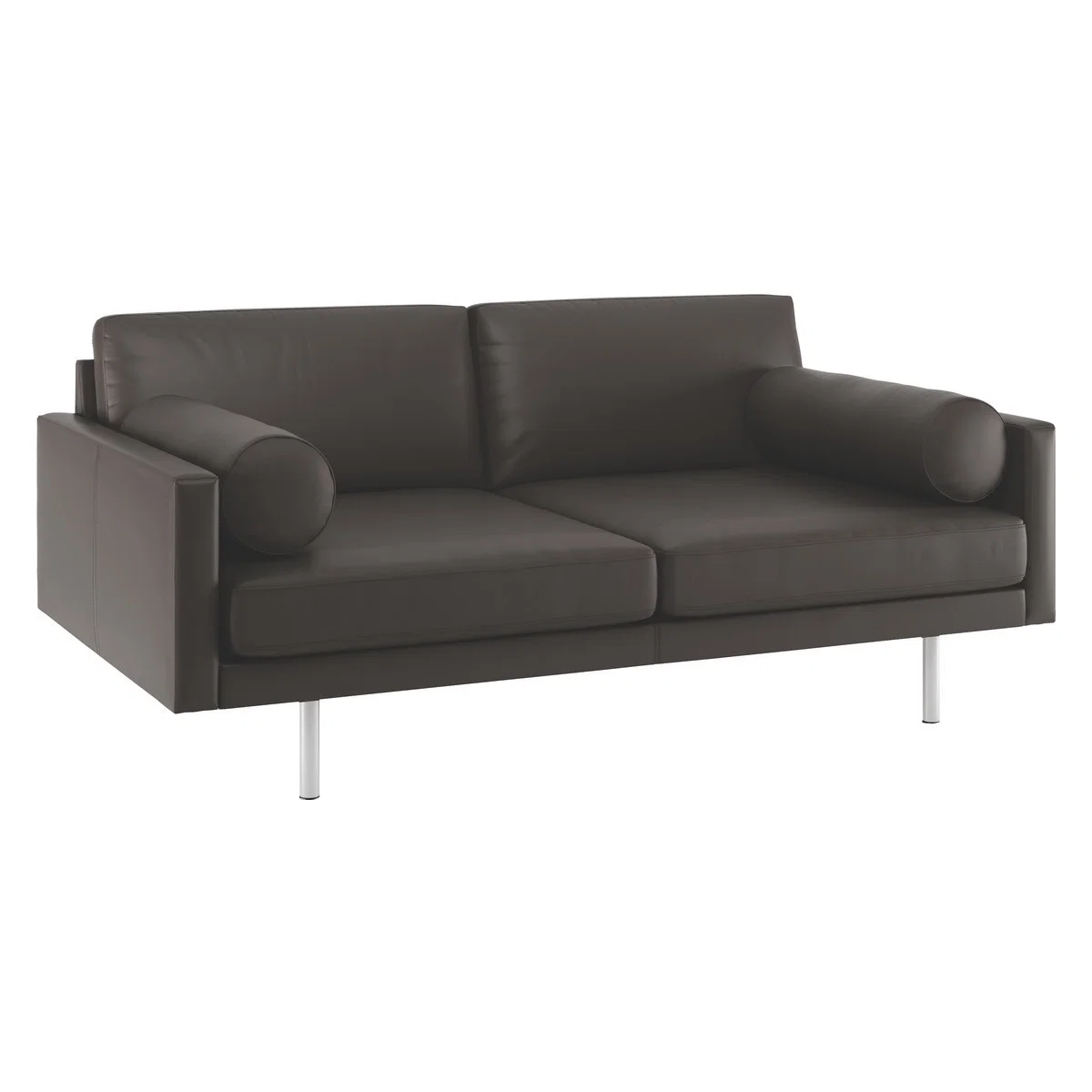 Spencer Brown Leather 2 Seater Sofa, Metal Legs, Brown – image 3