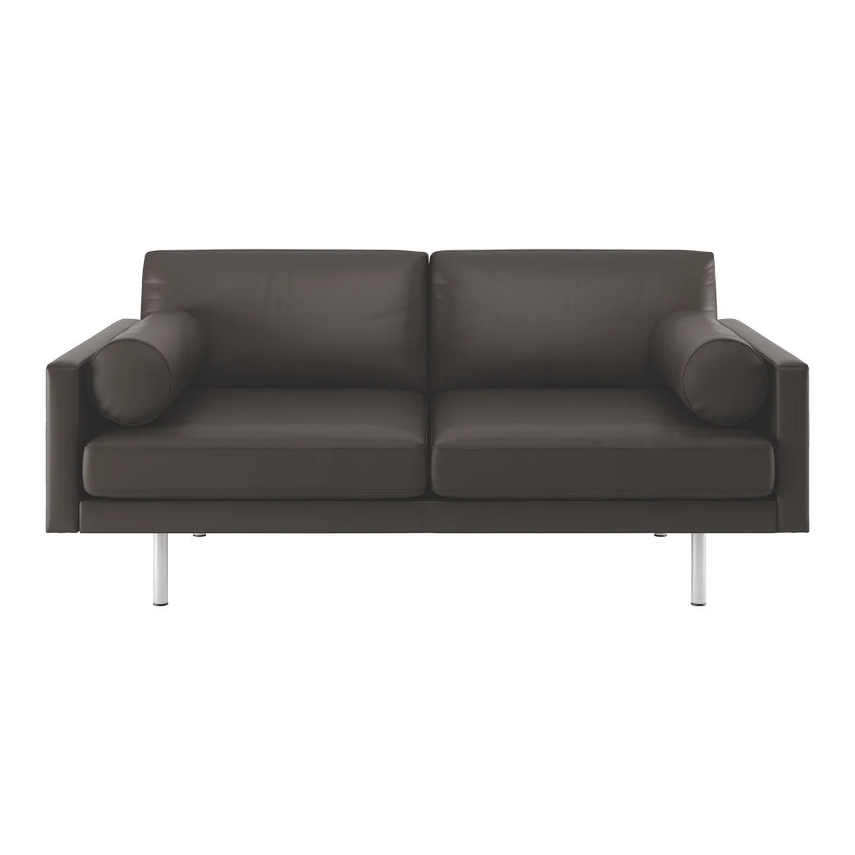 Spencer Brown Leather 2 Seater Sofa, Metal Legs, Brown – image 1