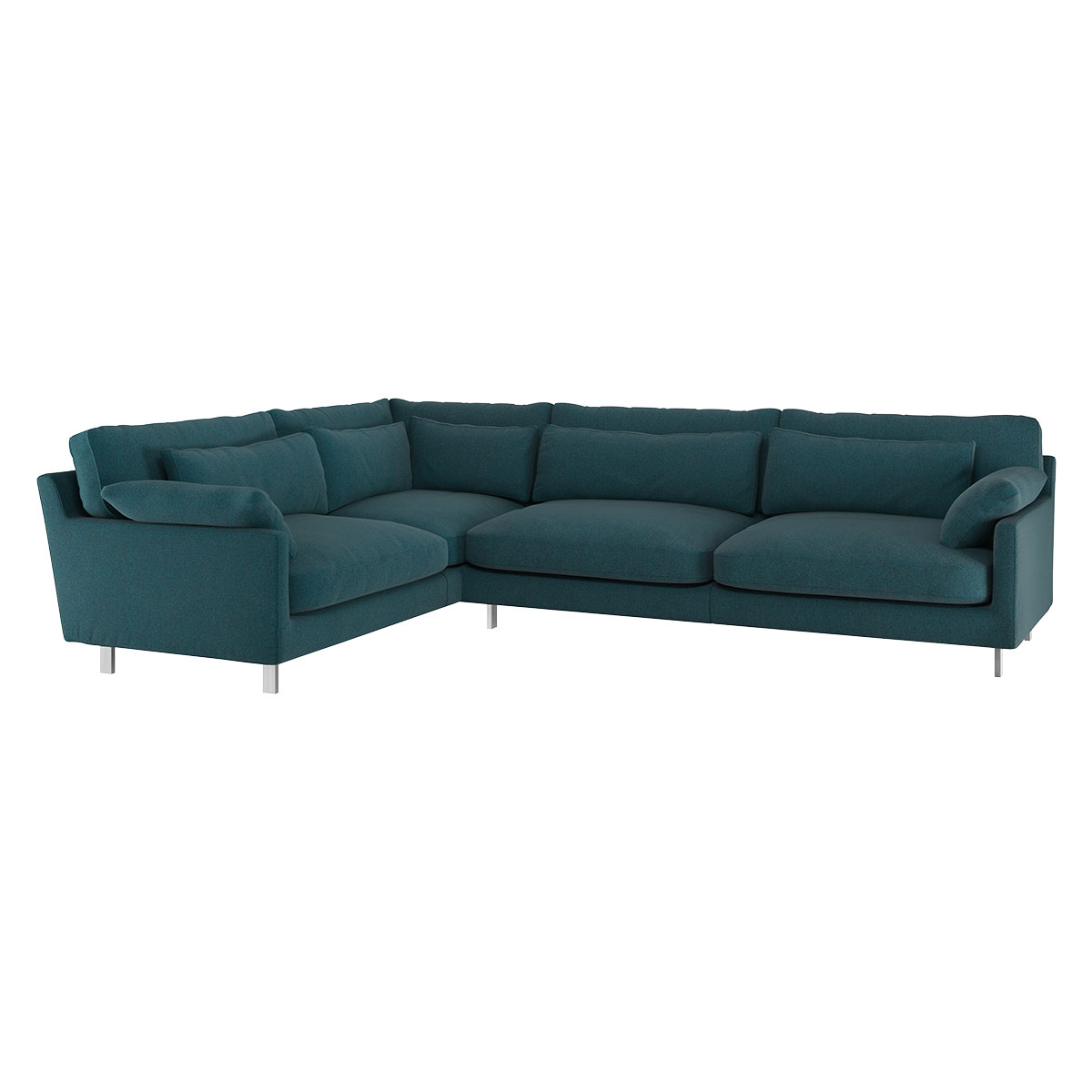 Cuscino Teal Green Wool Herringbone Right-Arm Corner Sofa, Green – image 3