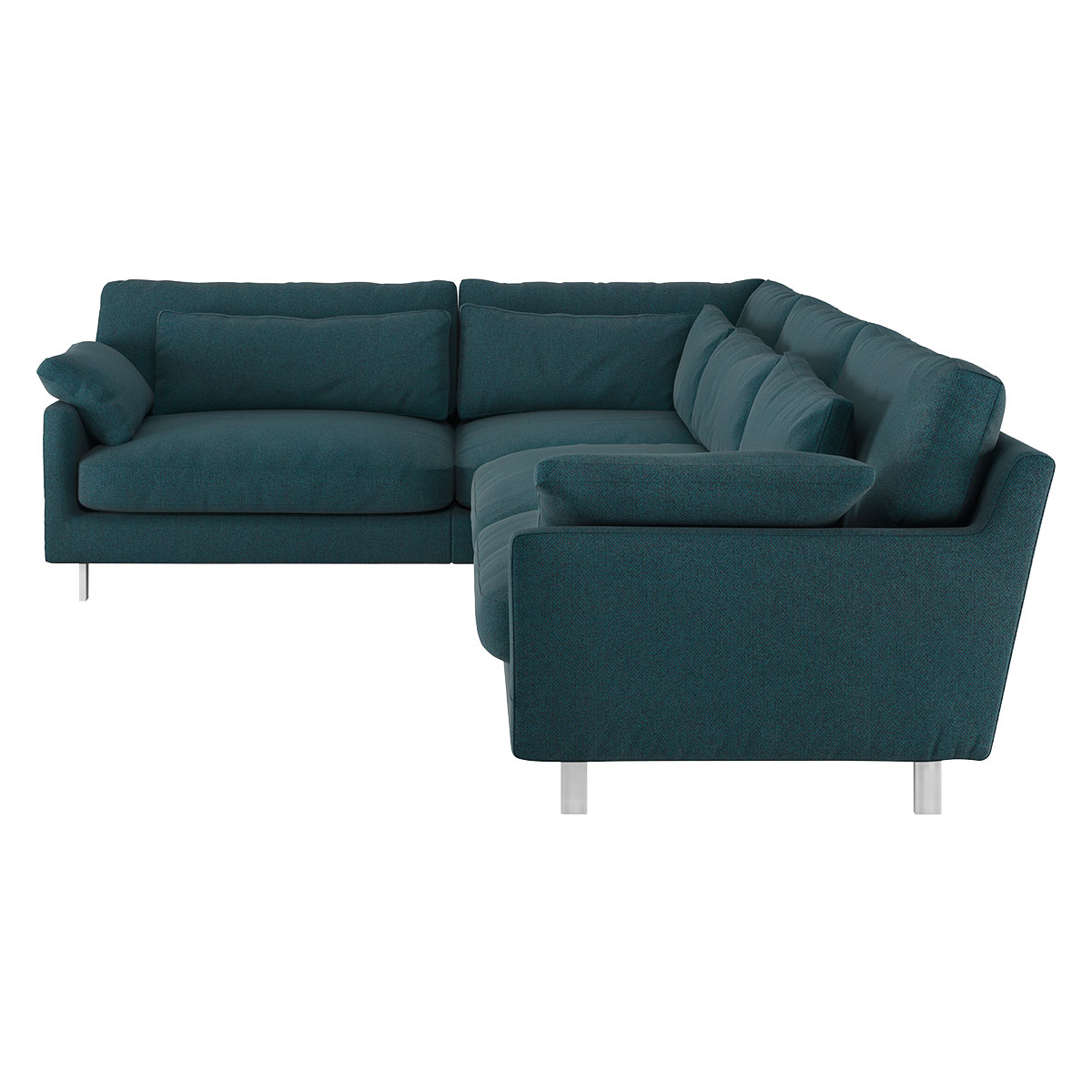 Cuscino Teal Green Wool Herringbone Right-Arm Corner Sofa, Green – image 4