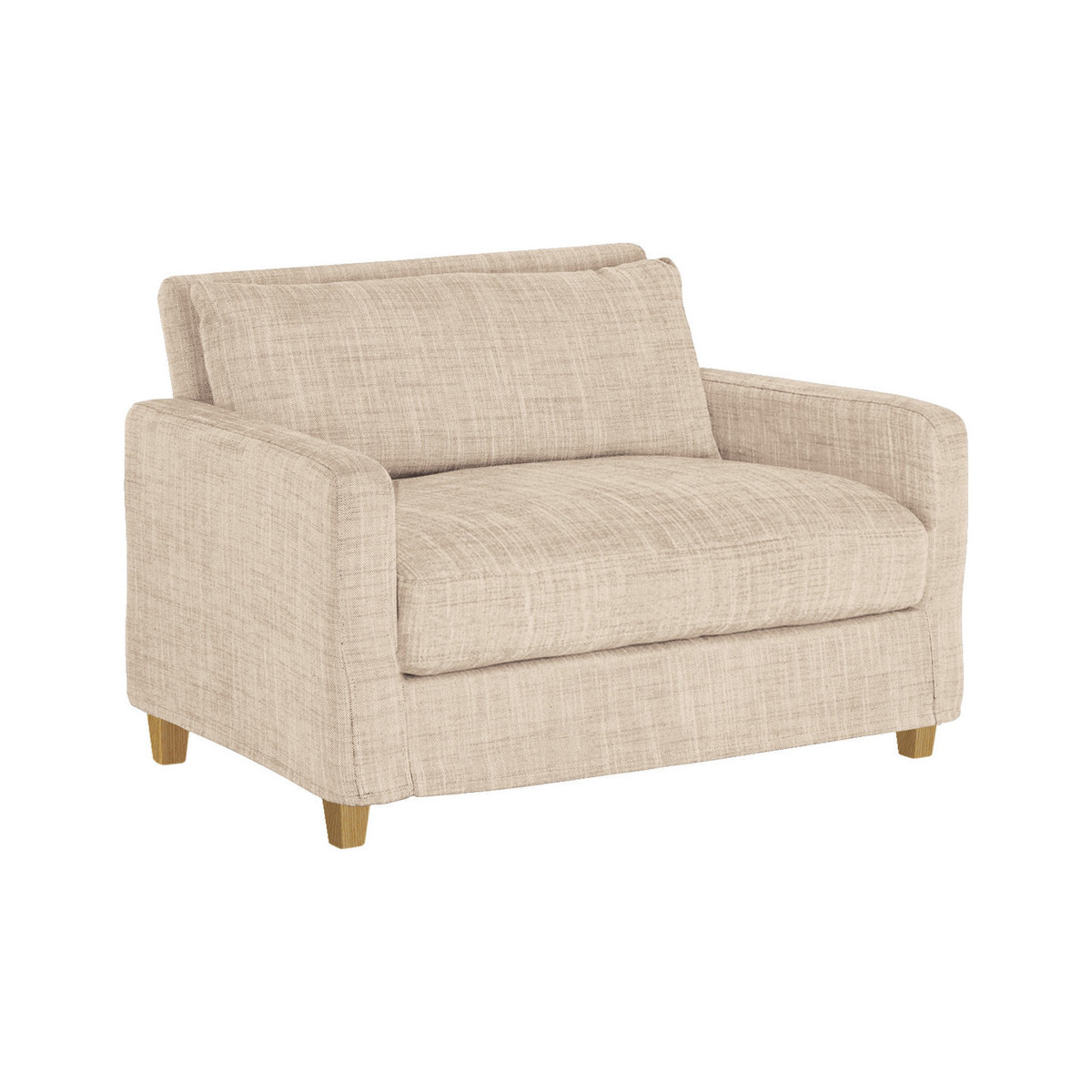 Chester Natural Italian Woven FaBric Compact Sofa, Dark Feet, Natural – image 1
