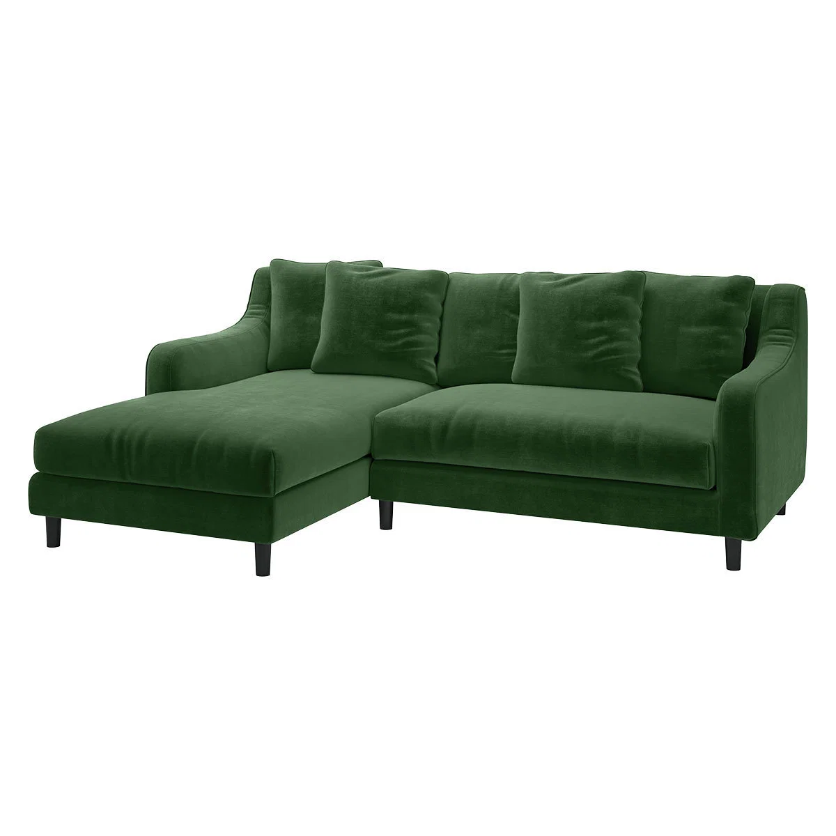 Swift Green Velvet Left Hand Chaise Sofa, Moss Green – image 3