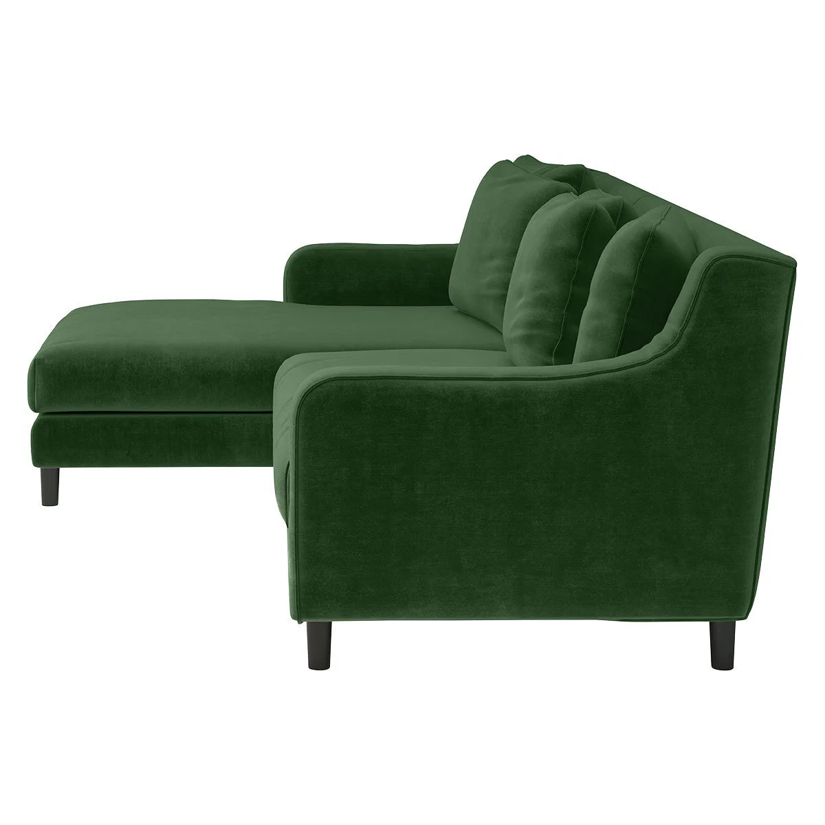 Swift Green Velvet Left Hand Chaise Sofa, Moss Green – image 4