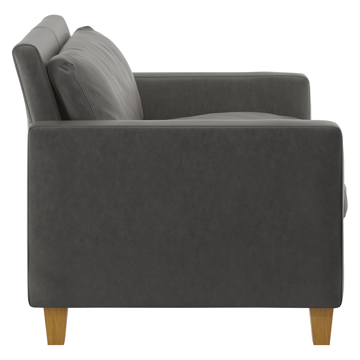 Chester Grey Leather Compact Sofa, Oak Stained Feet, Grey – image 3