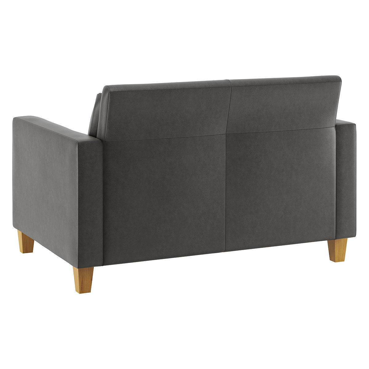 Chester Grey Leather Compact Sofa, Oak Stained Feet, Grey – image 5
