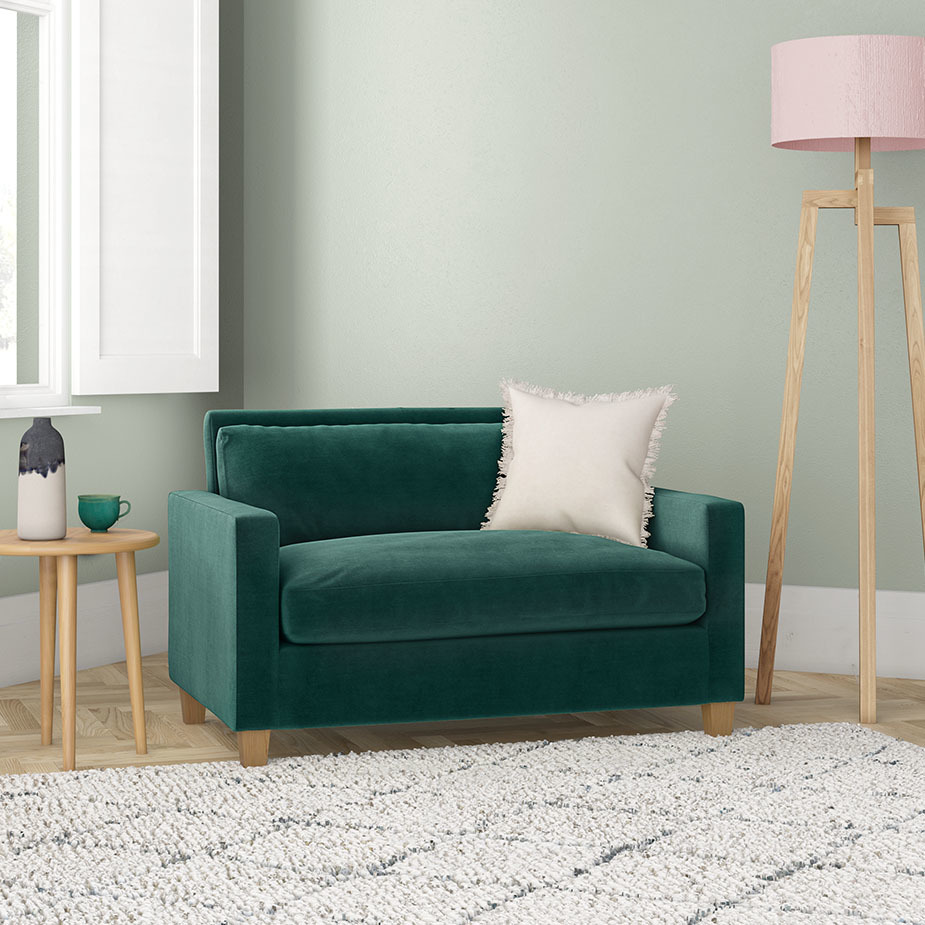 Chester Grey Leather Compact Sofa, Oak Stained Feet, Grey – image 8