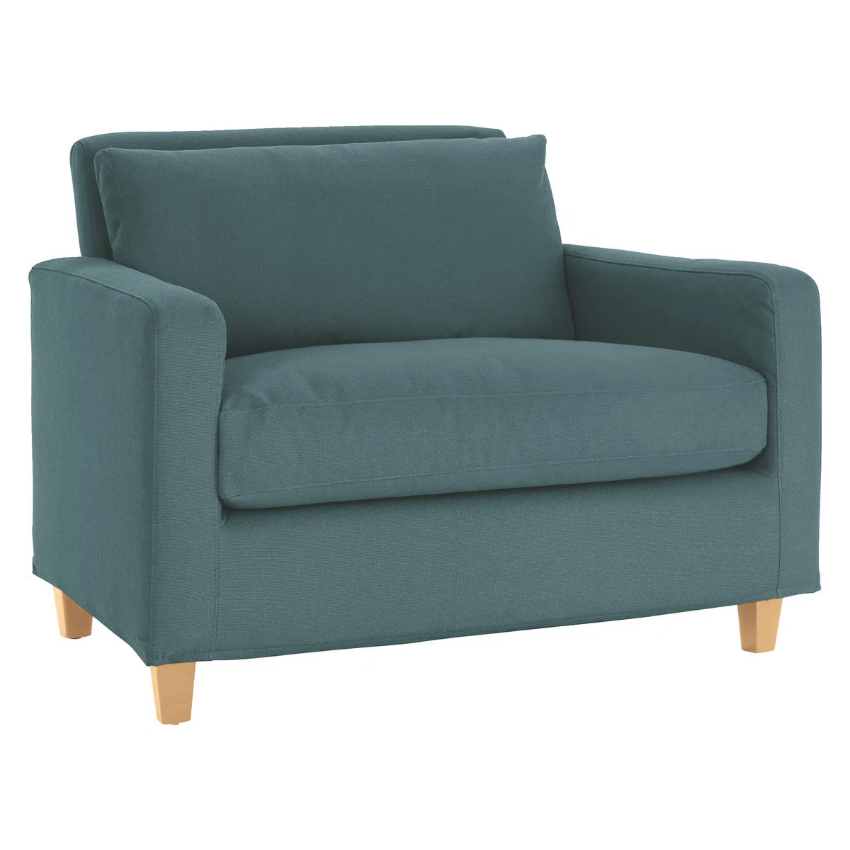Chester Teal Blue FaBric Compact Sofa, Blue – image 3