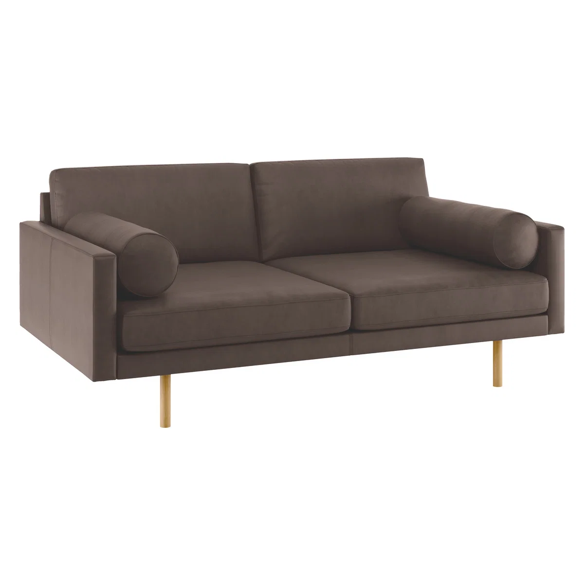 Spencer Chocolate Brown Luxury Leather 2 Seater Sofa, Oak Legs, Dark Brown – image 3