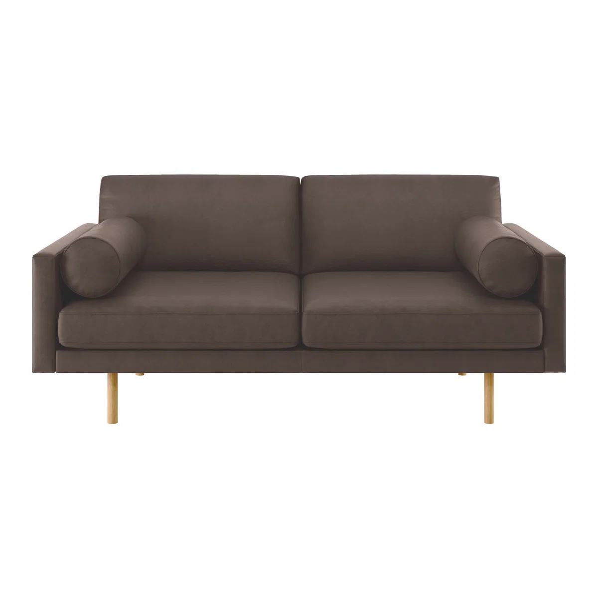 Spencer Chocolate Brown Luxury Leather 2 Seater Sofa, Oak Legs, Dark Brown – image 1